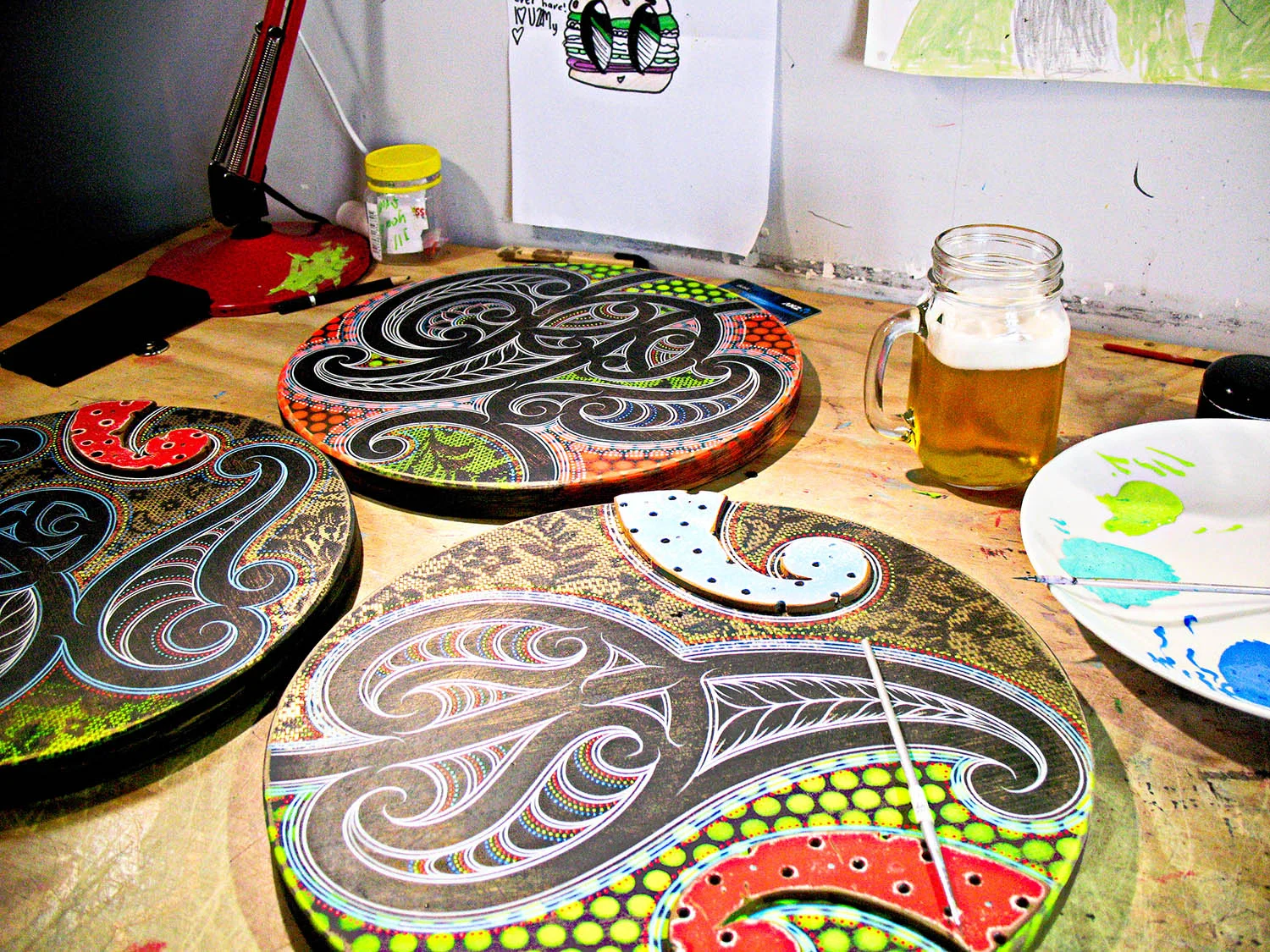 View-of-Tony-Harringtons-round-works-being-painted