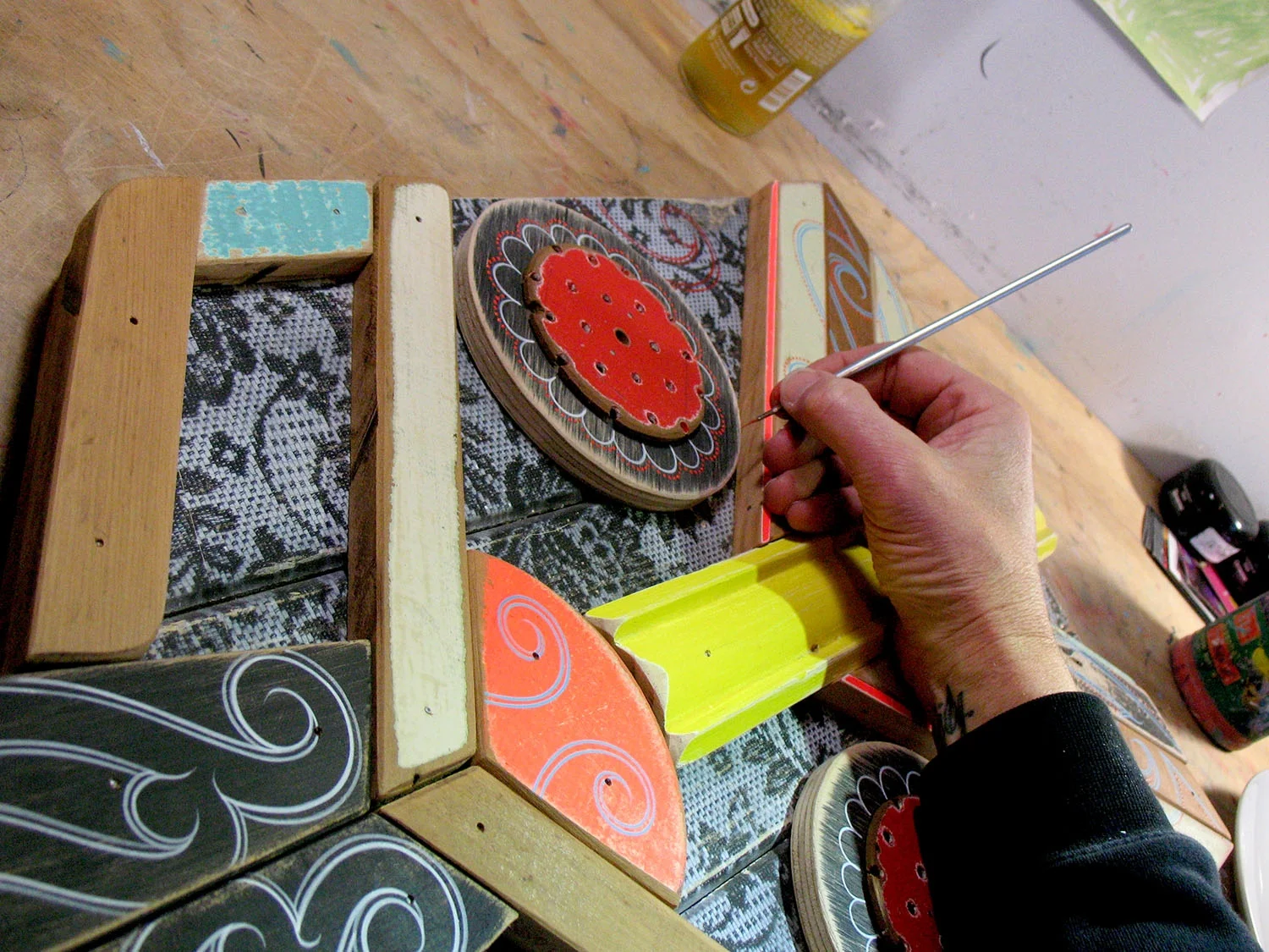 Close-up-of-art-work-in-progress