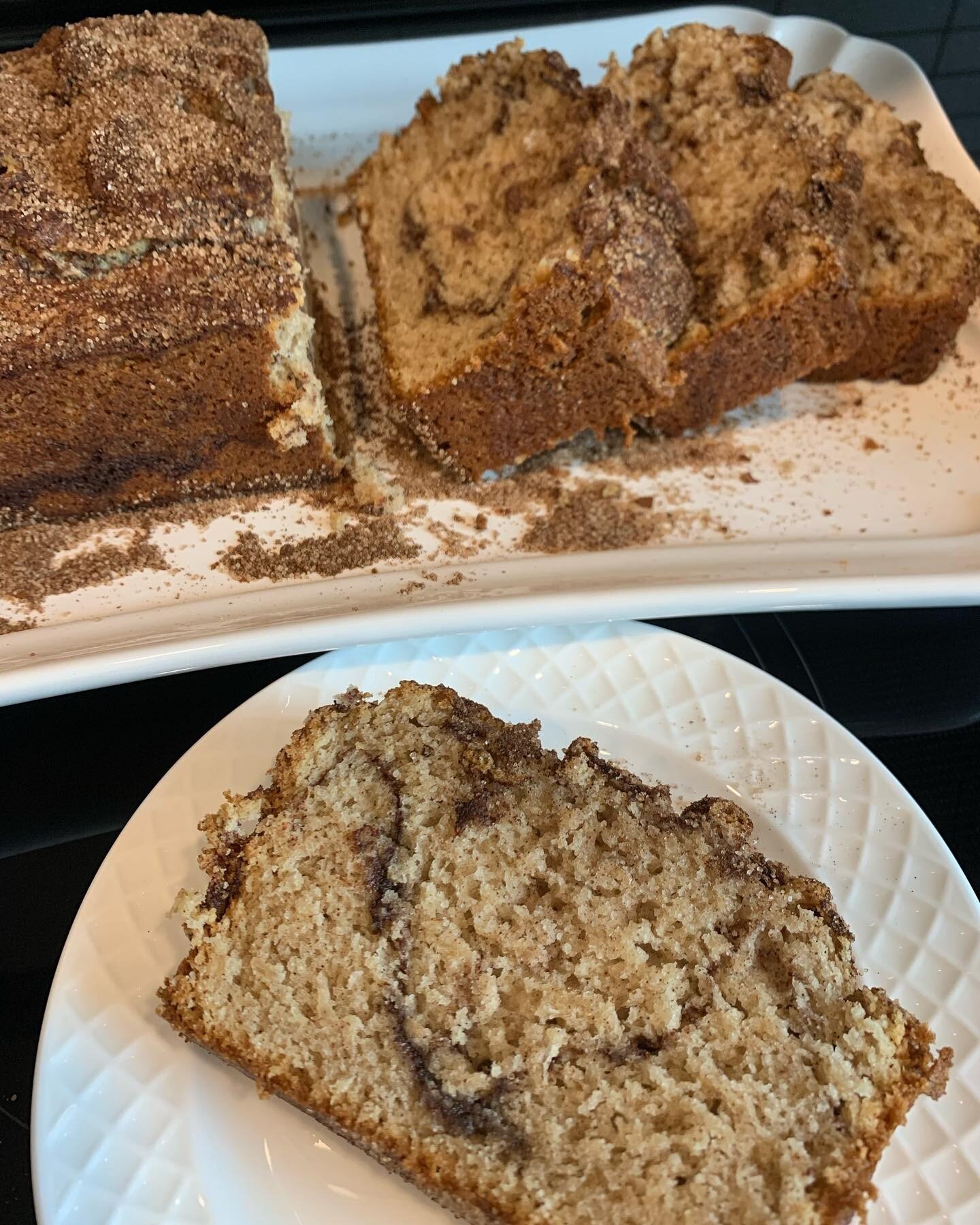 Was doing a little research and having a cup of coffee and decided I needed a slice of cinnamon bread to go with my coffee. 

And so it is. Fresh out of the oven. 

Happy wild card Sunday. 🙂 🏈
#coffee #coffeecake #coffeecakes #cinnamon #cinnamonbre