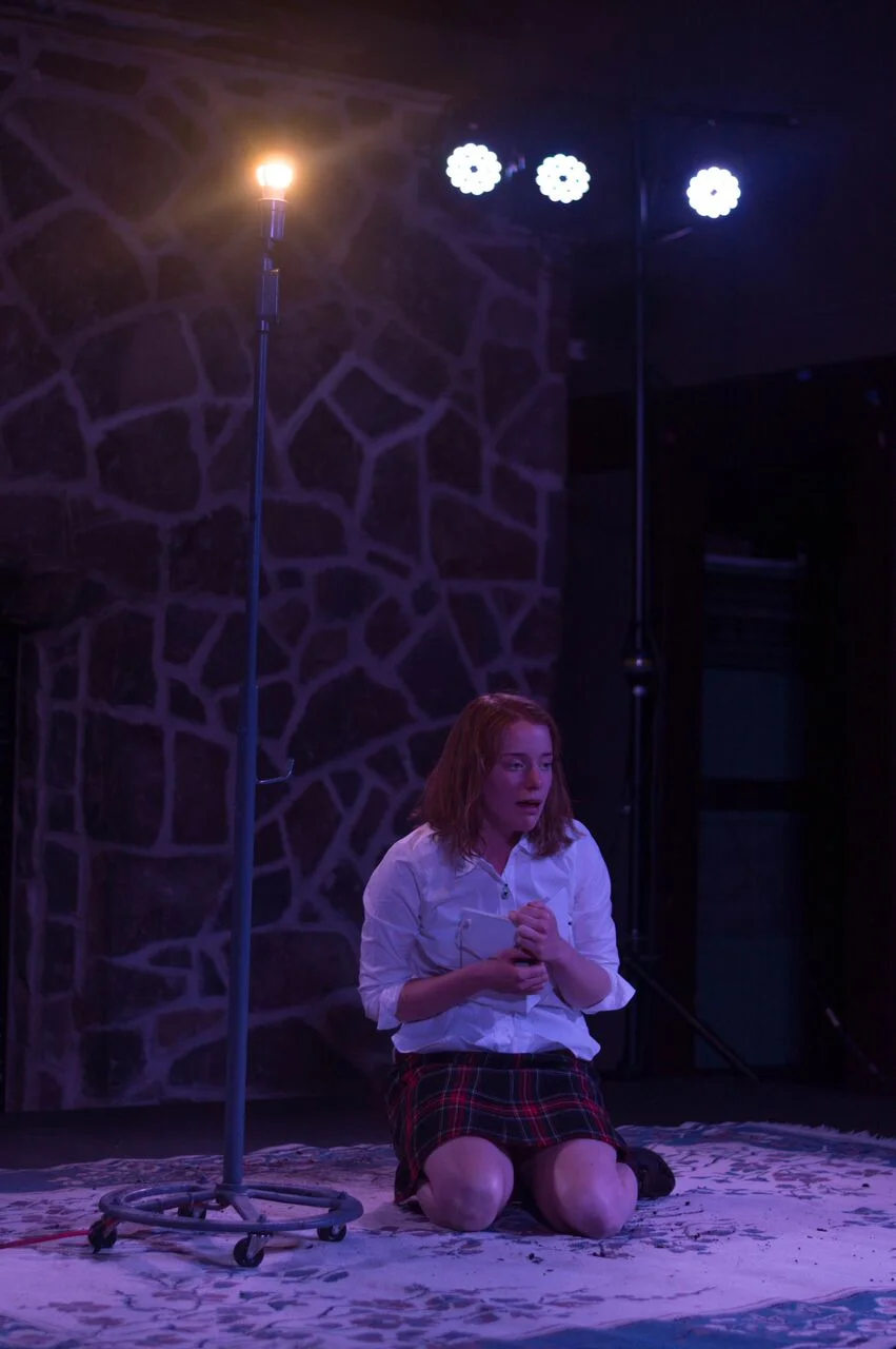Rigel as Bernadette in 'The Edge of Our Bodies,' a one-woman show by Adam Rapp. Spring, 2016 at Skidmore College. Directed by Hannah Baker. Photo by Dante Haughton.