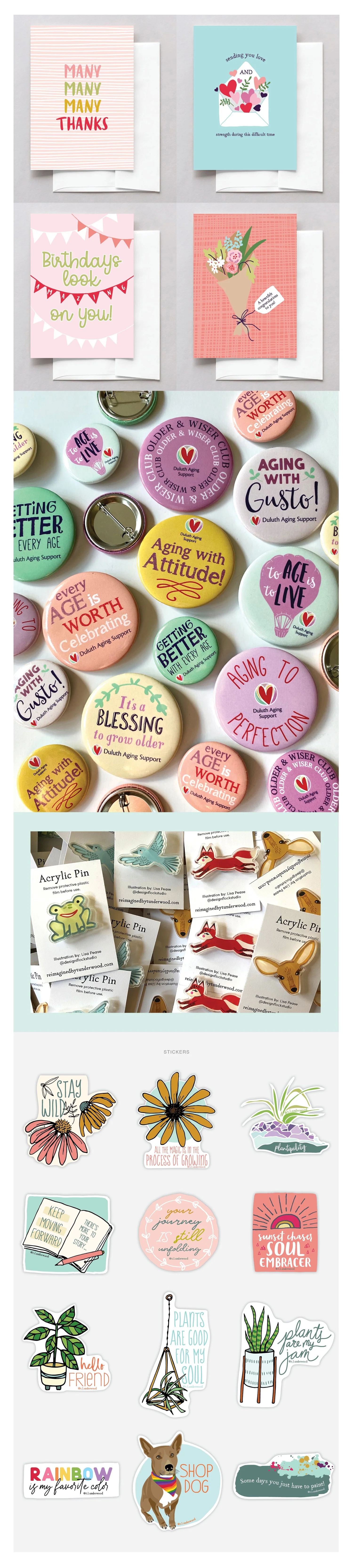 Greeting Cards, Buttons, Pins & More — Design Flock Studio