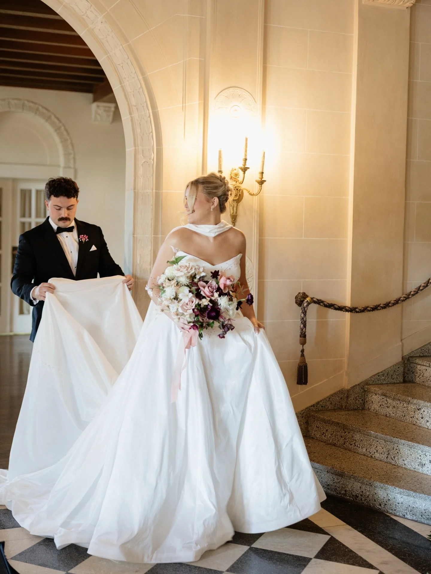 @susan.alyse captured the MOST stunning shots of Madison &amp; John&rsquo;s most romantic wedding.. we are in absolute awe of her bridal beauty while wearing one of our private label gowns &hearts;️

@partyperfectok 
@claireburnsmua_ 
@cateringbypart