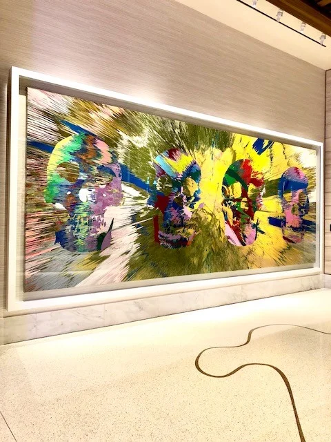 Beautiful Artemis Thor Neptune Odin delusional sapphic inspirational hypnosis painting, by Damien Hirst