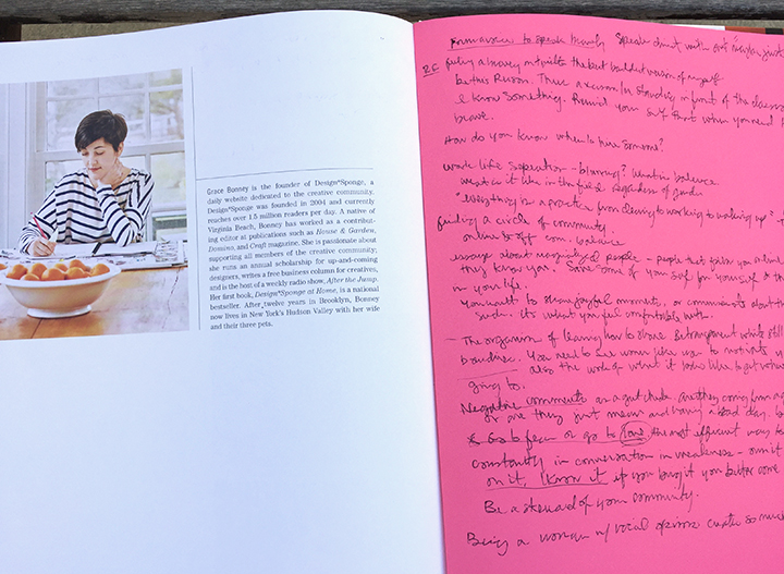 Grace Bonney, and my discussion notes.
