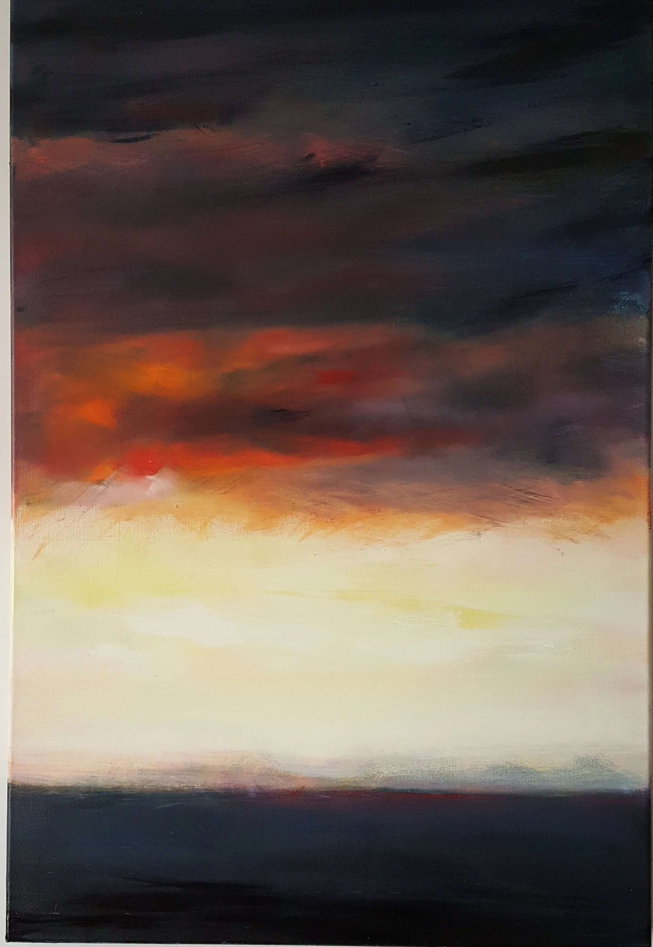 Autumn sunset over Christchurch. oil on canvas. 500x760mm