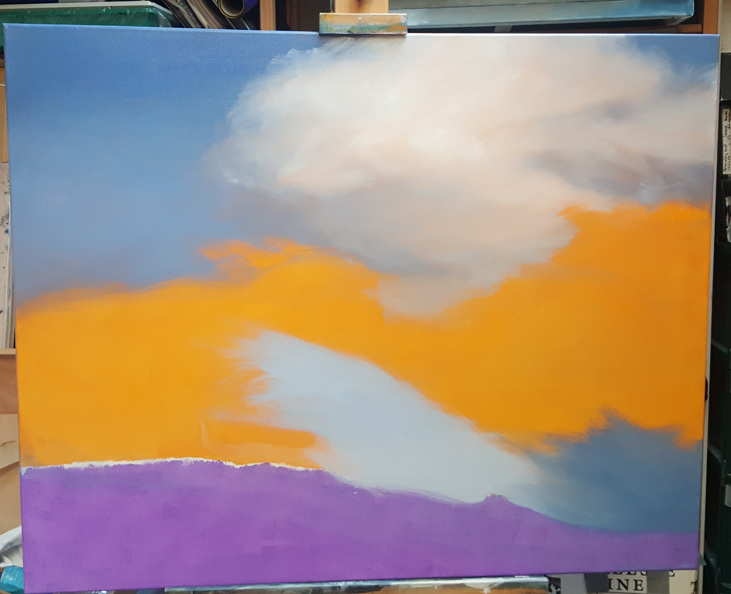 Better choice of blue hue, it helps to work on both the sky and clouds at the same time.