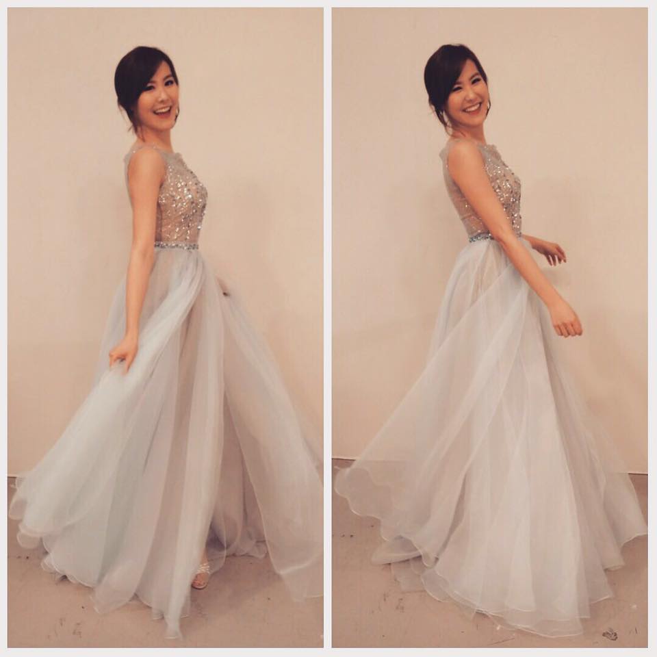 Moon in our two pieces silver-blue evening dress at TVB show event