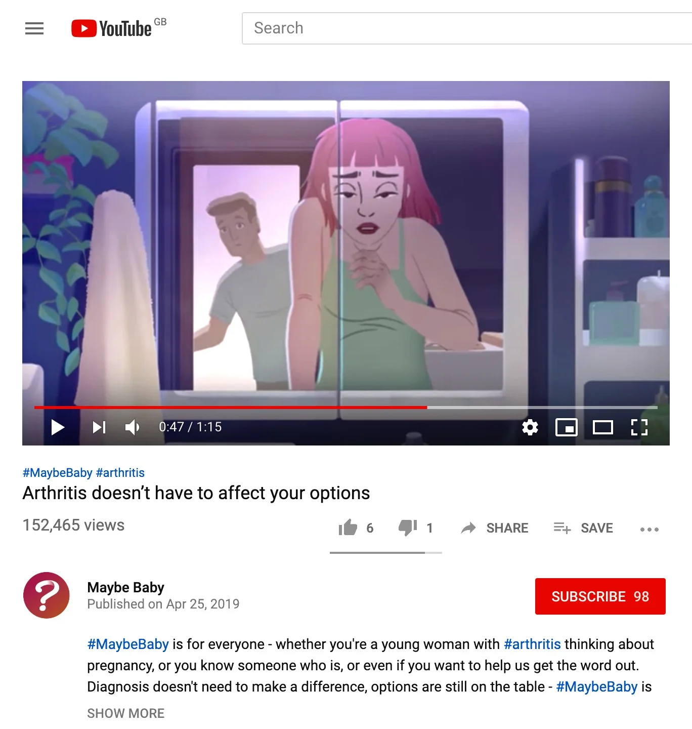  The Maybe Baby campaign was featured on Youtube and shared widely amongst young women and influencers. It created a conversation online and enabled a topic that isn’t widely spoken about to receive some light.  