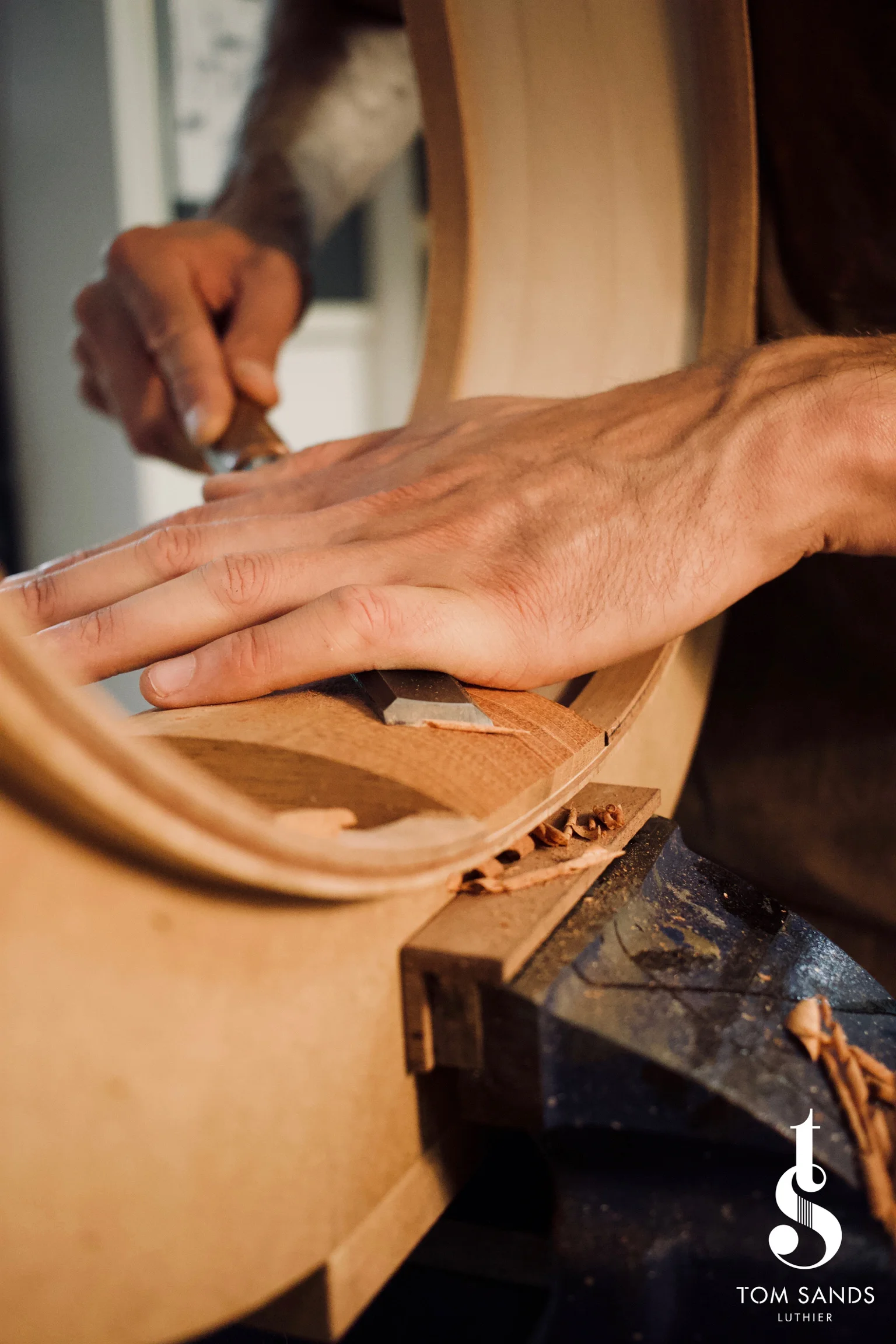 Carving the end block.