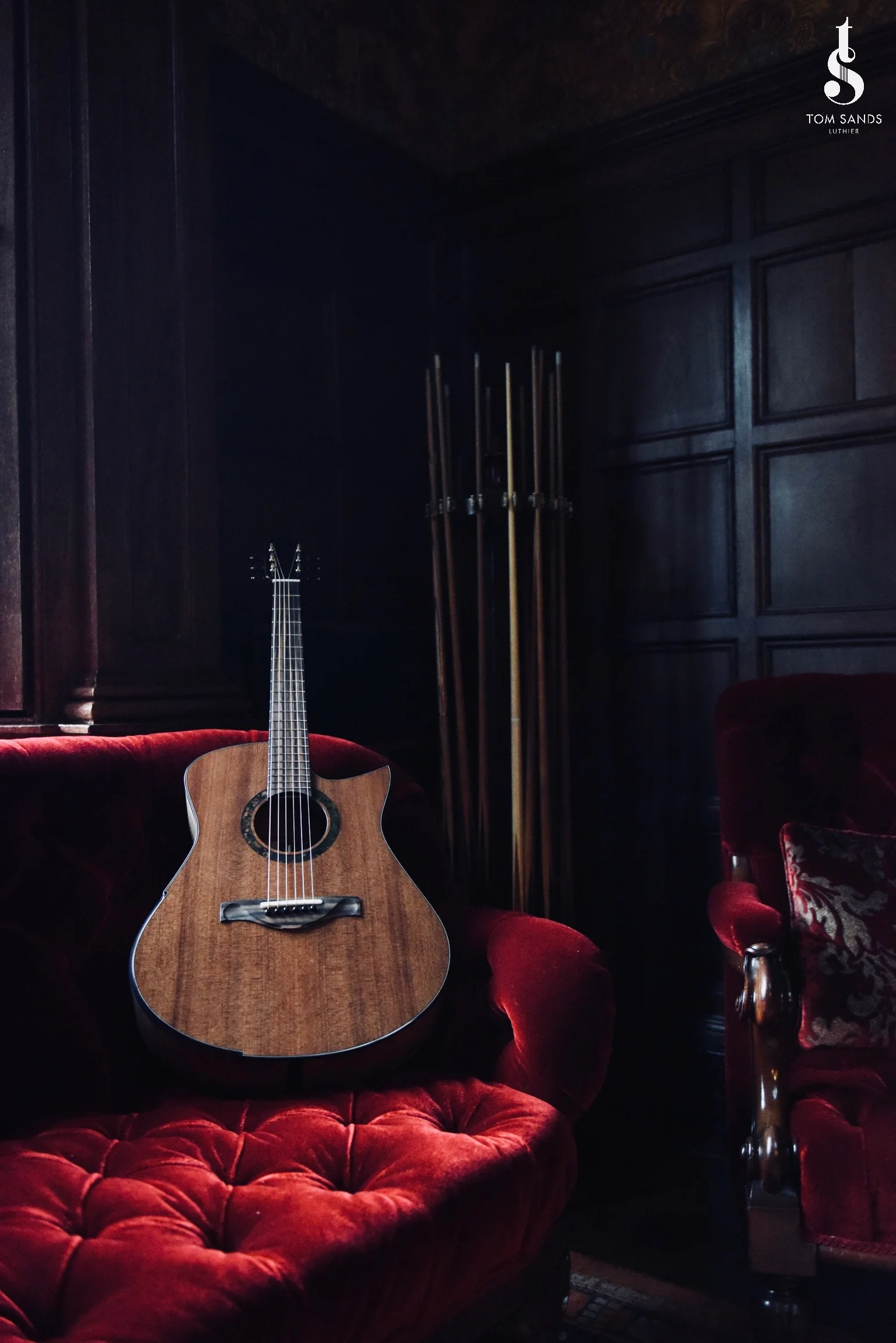 The guitar in the Billiard Room at the Broughton Hall Estate.