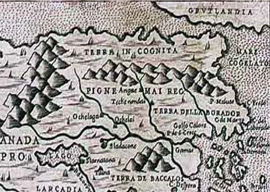 Detail from 1566 map of North America (source Wikipedia)