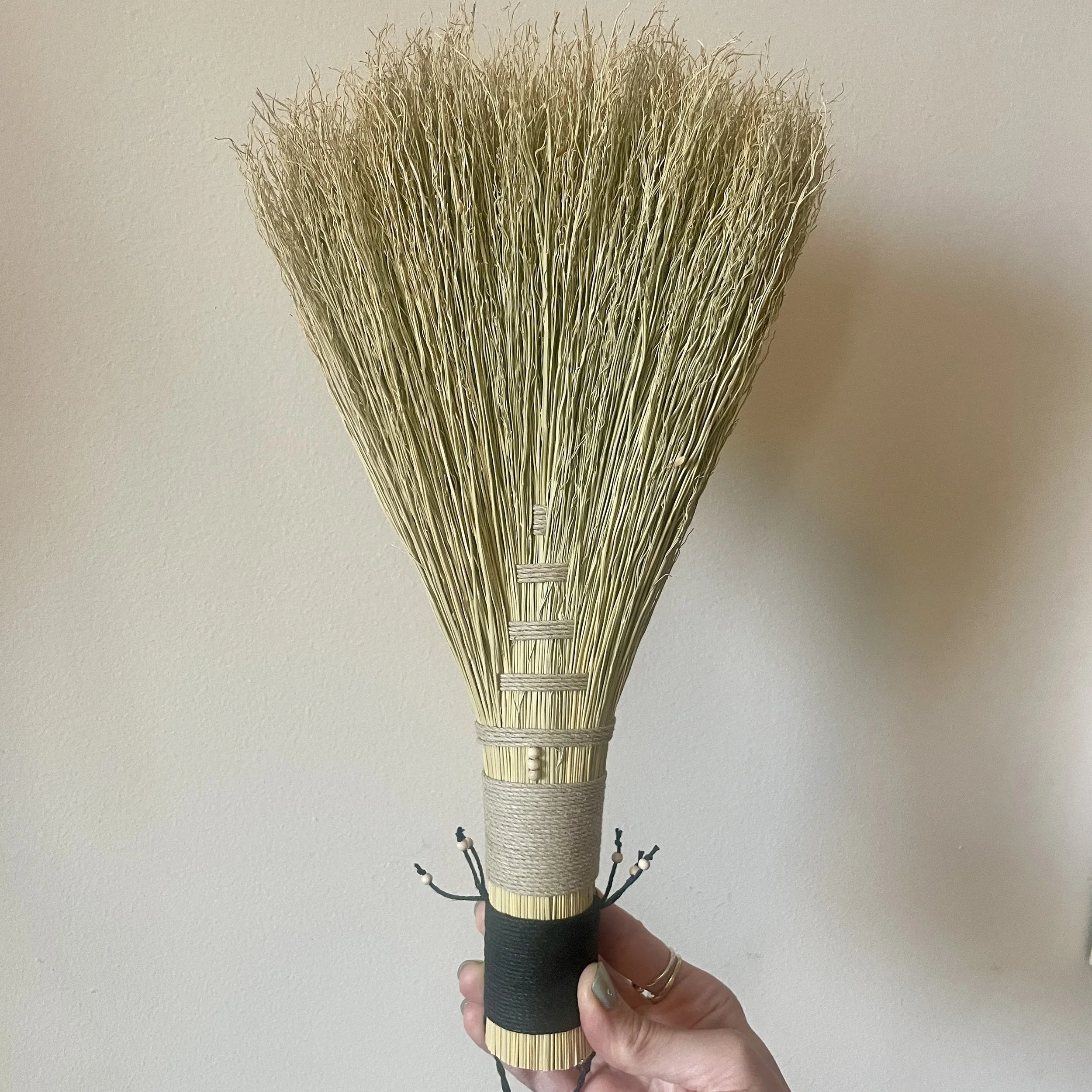 broomcorn broom, black & natural