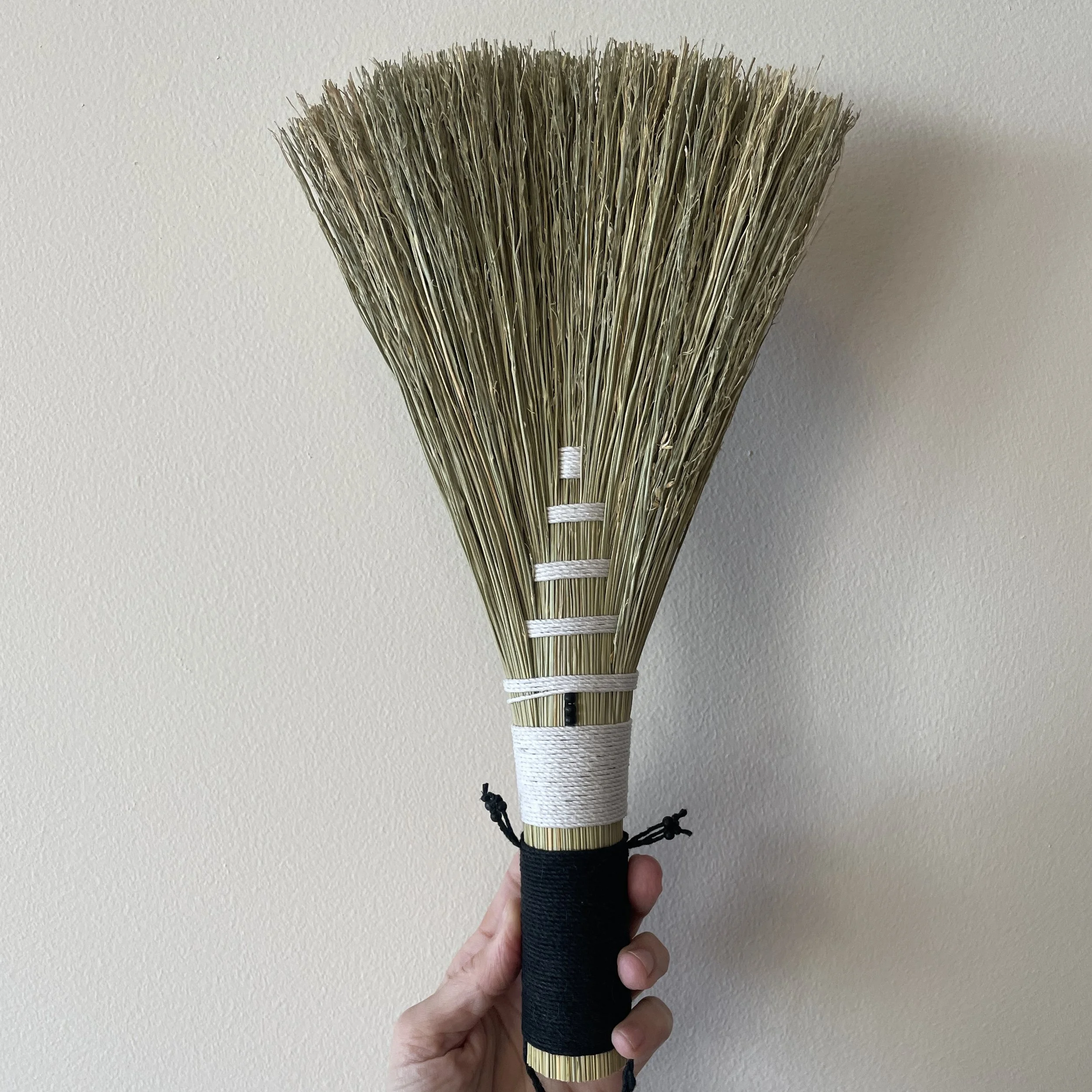 broomcorn broom, black & white