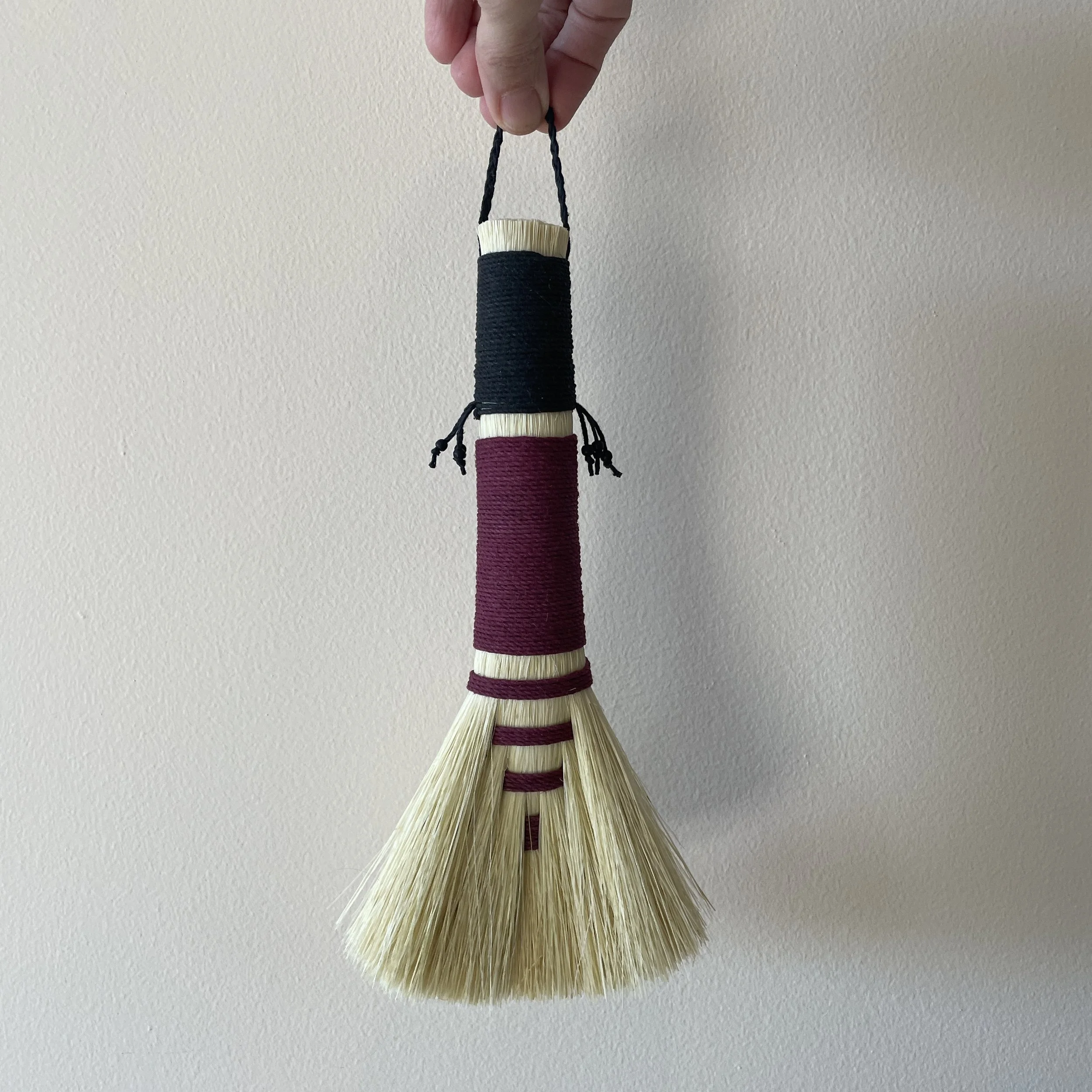 agave table broom, burgundy & black