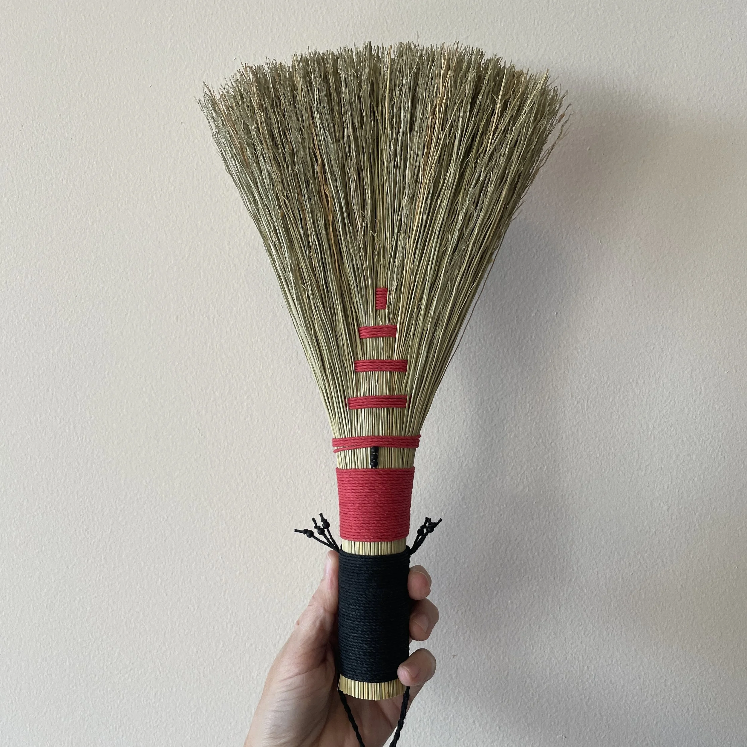 broomcorn broom, black & red