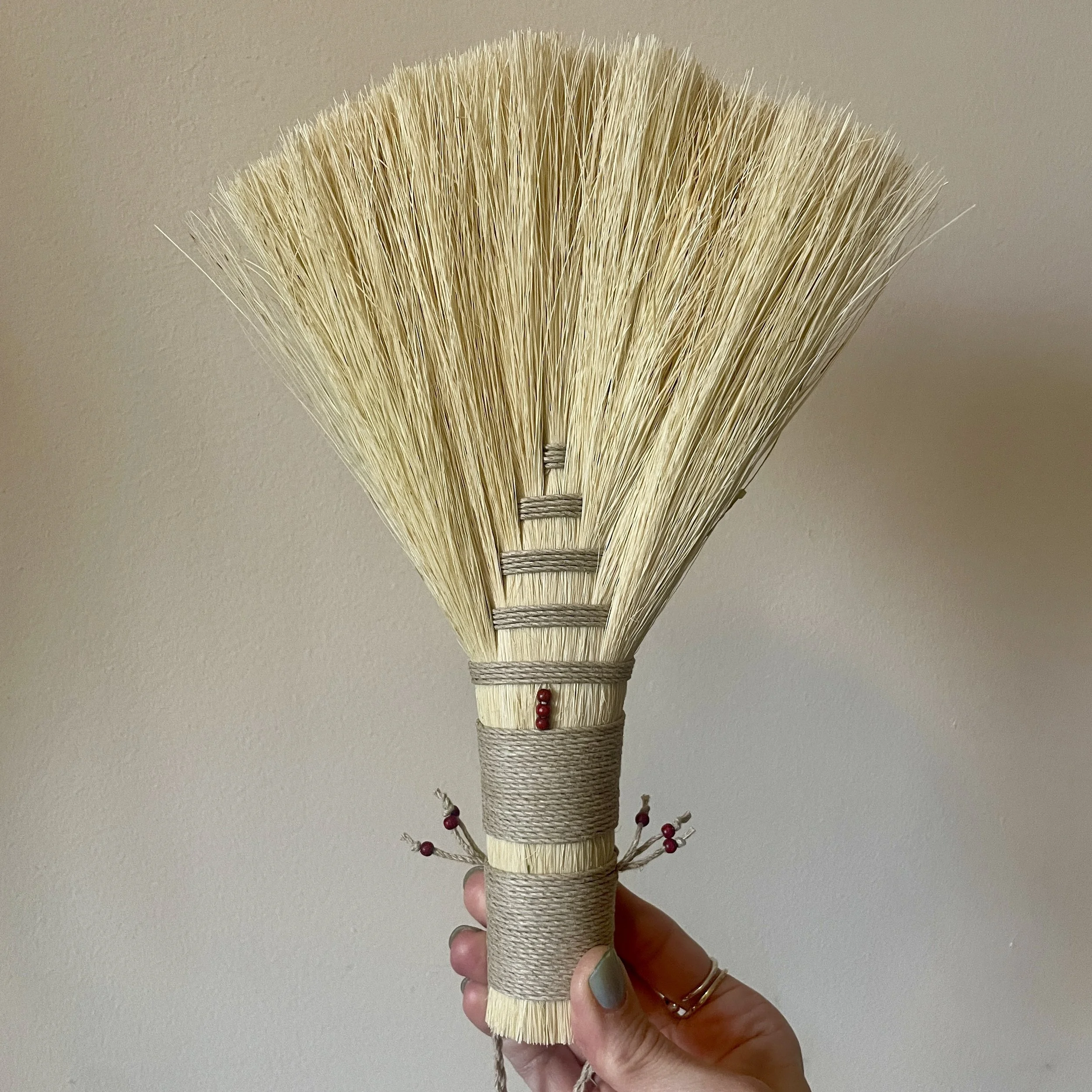 agave hand broom, natural