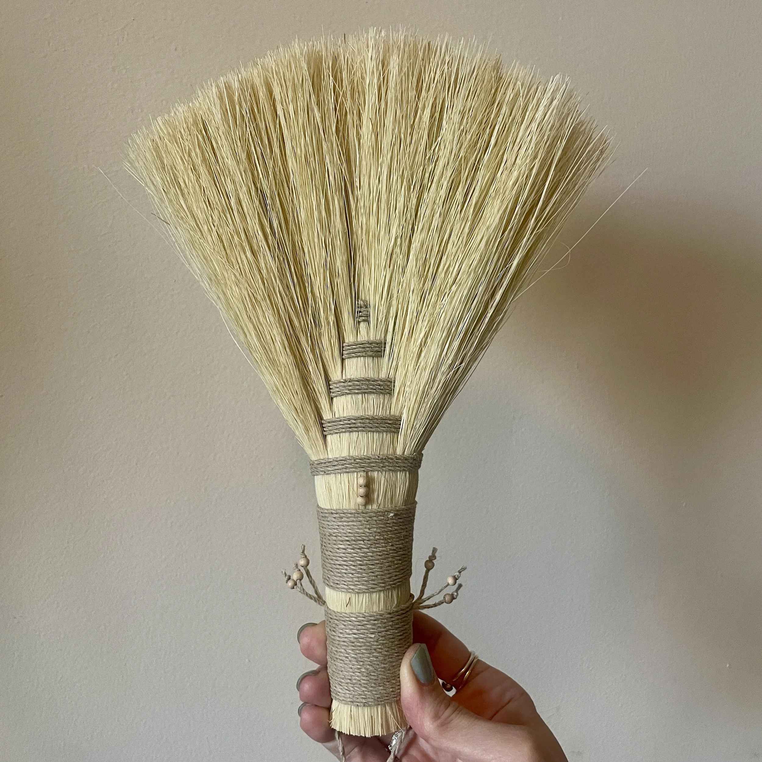 agave hand broom, natural