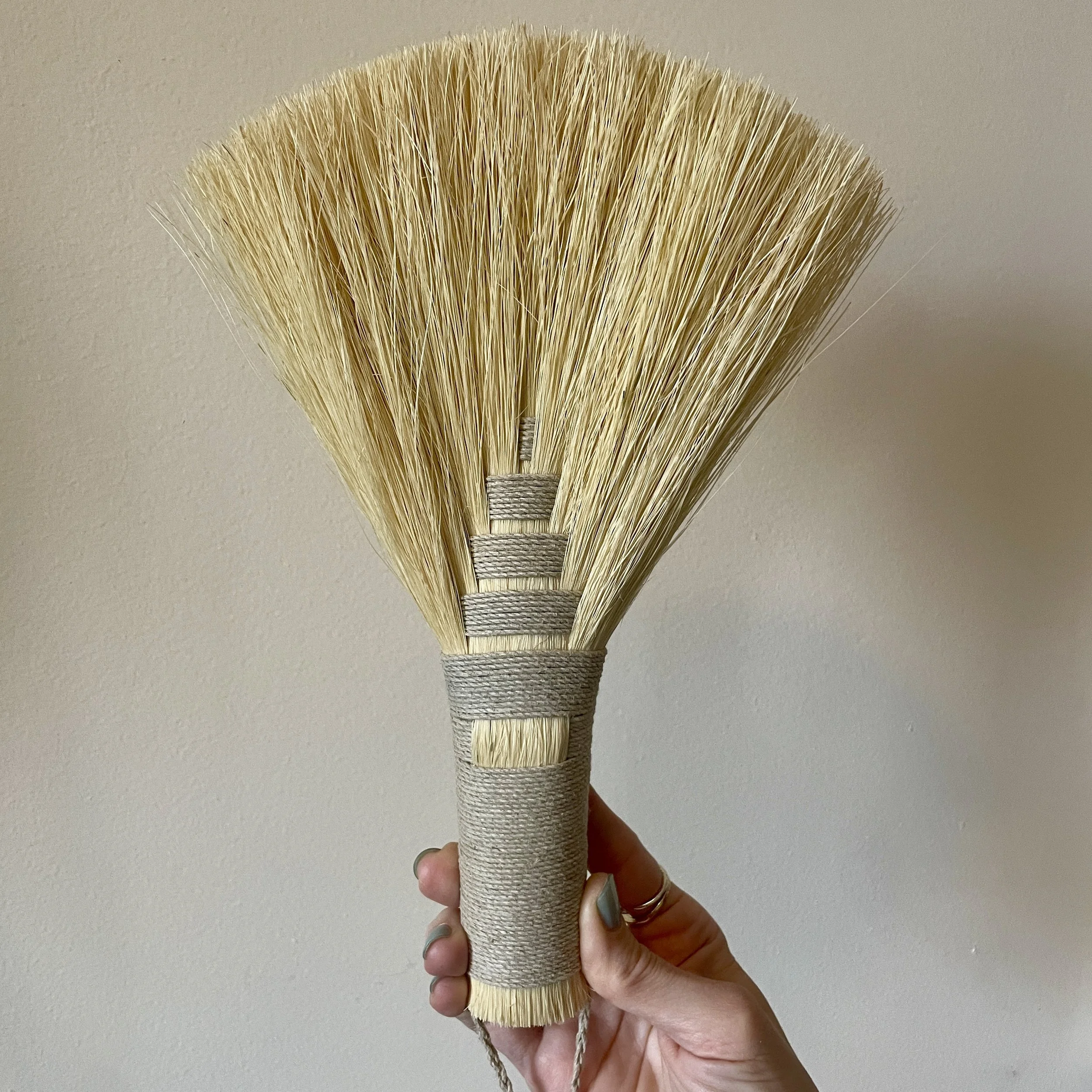 agave hand broom, natural