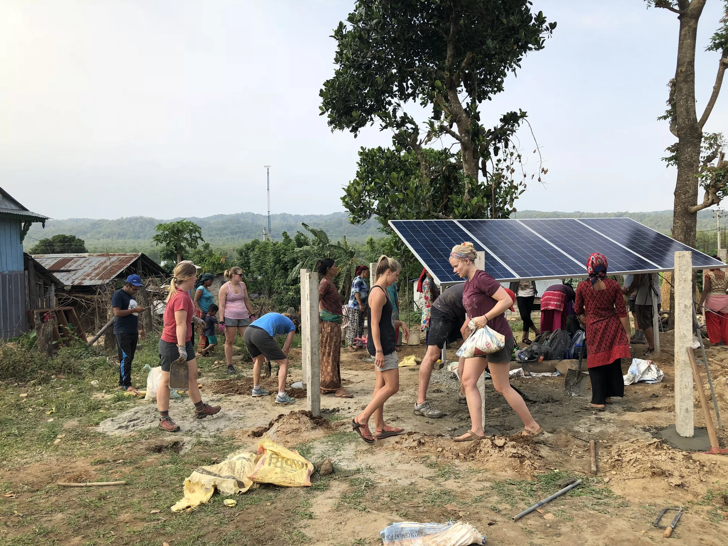 W|W Nepal team working around the New Solar powered pump in April. 
