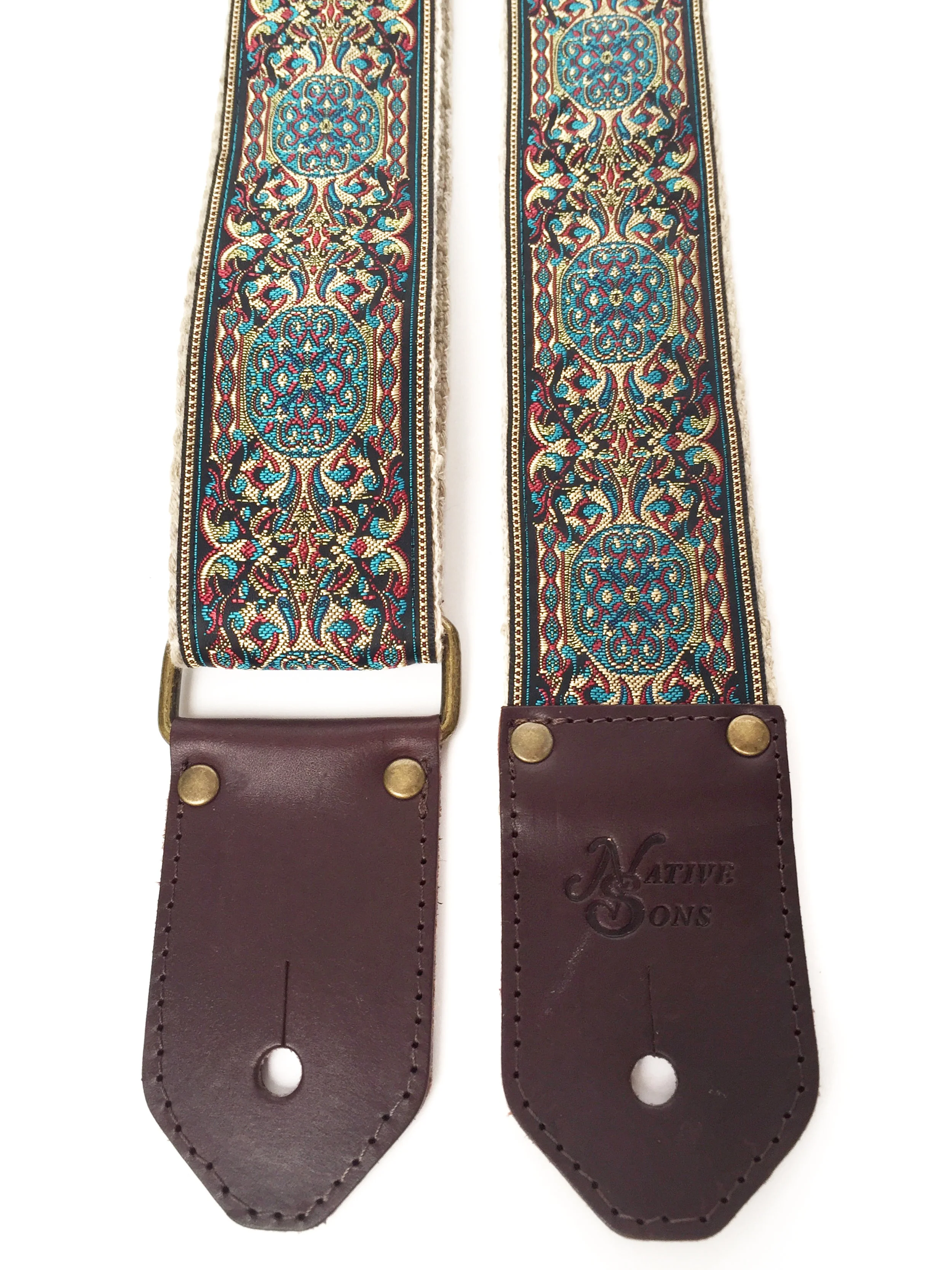 Teal and Gold guitar strap