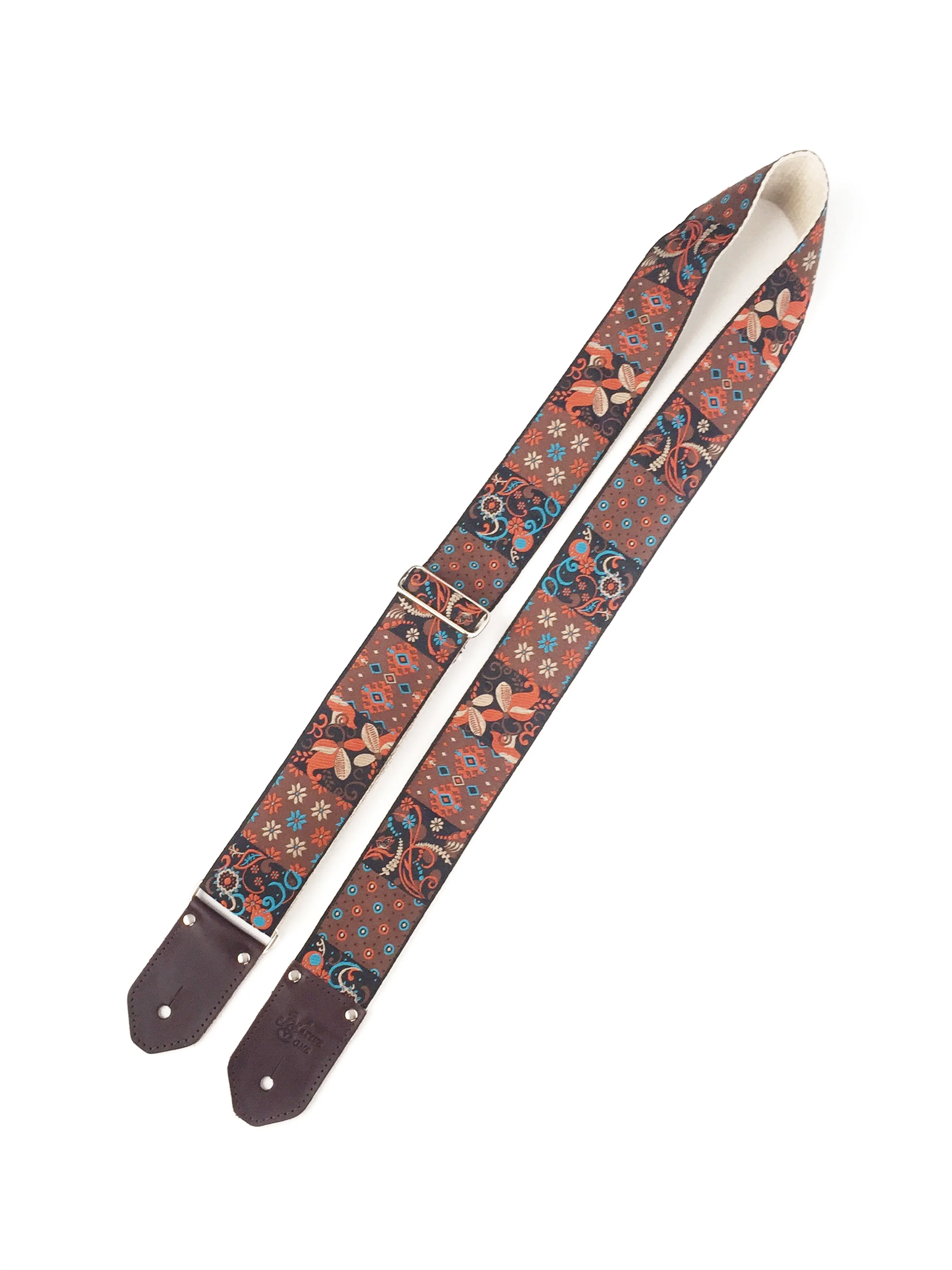 Custom orange paisley guitar strap