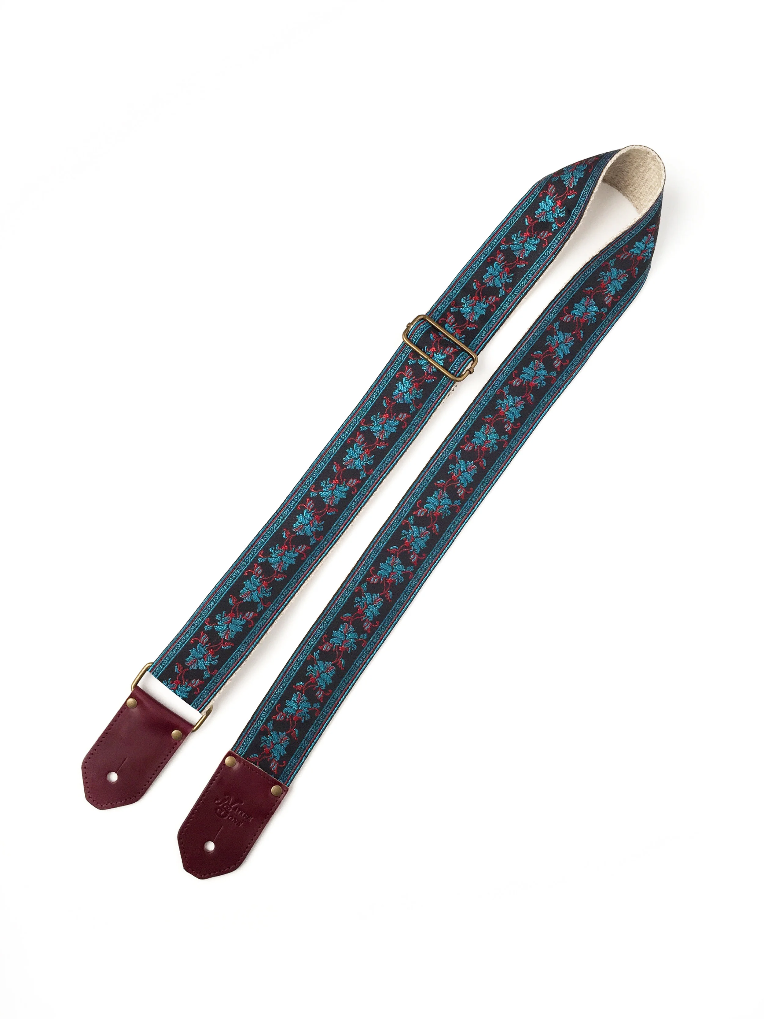 Blue and red floral Guitar Strap