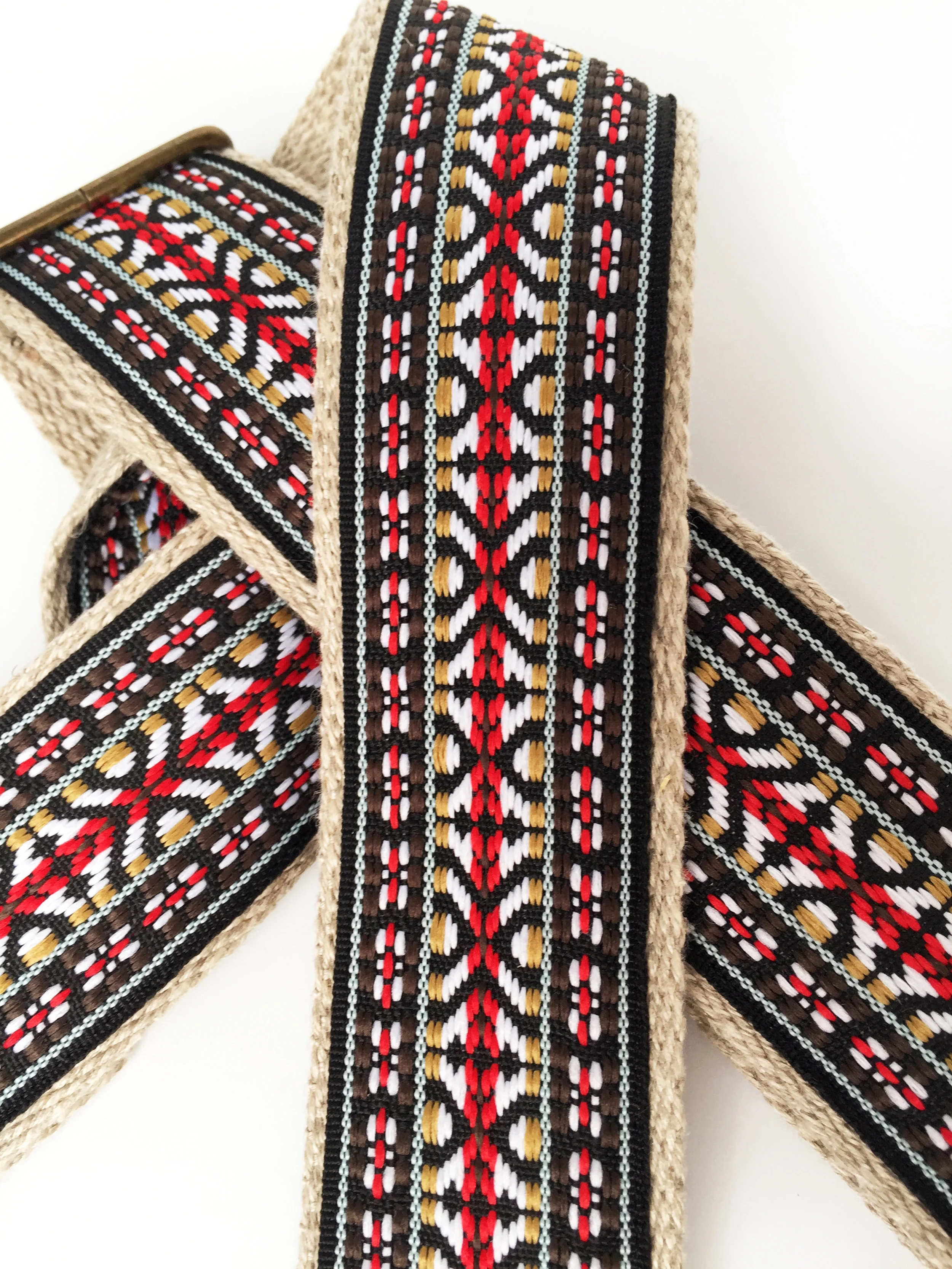 custom Black and red southwestern guitar strap