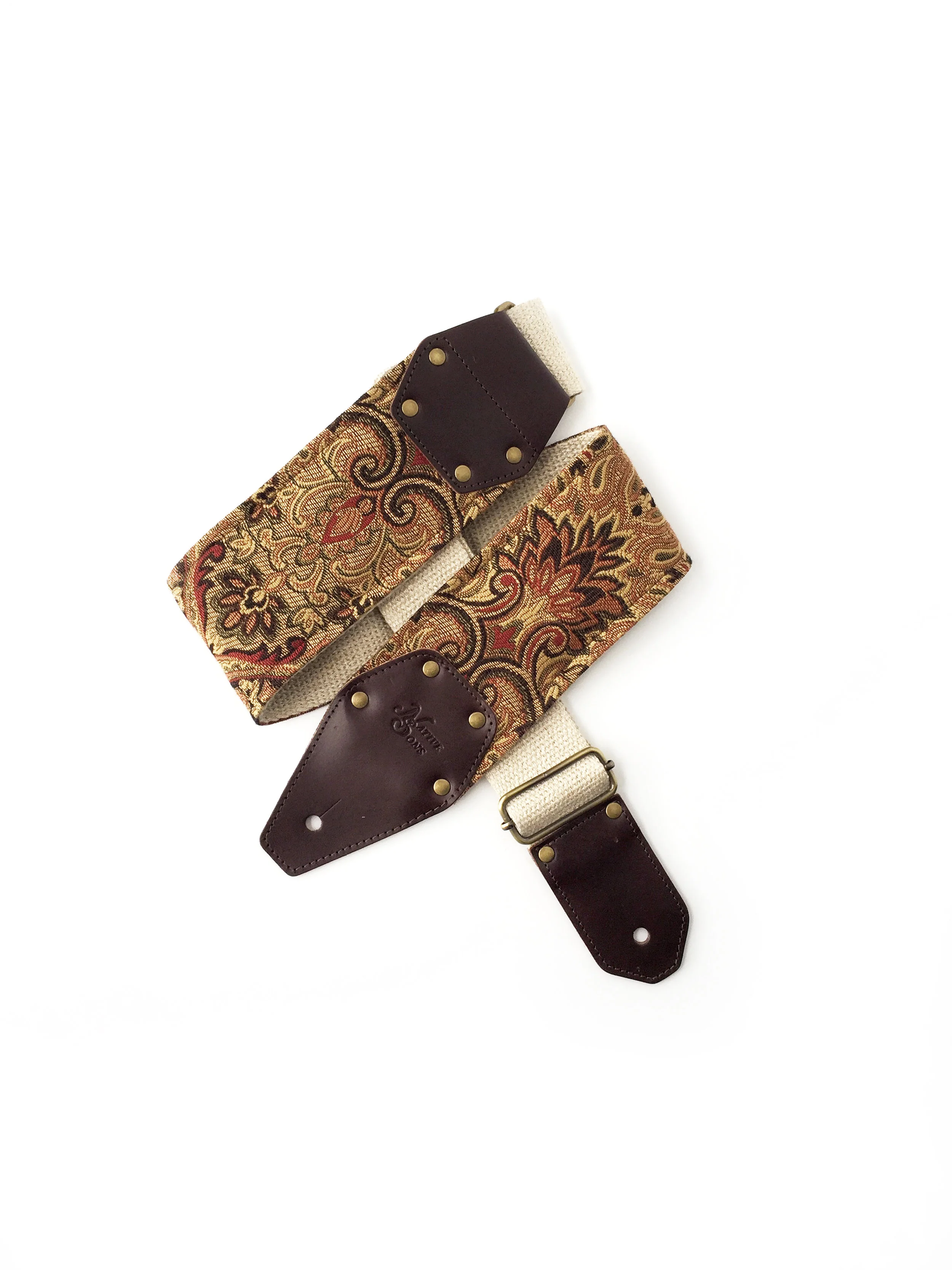 Custom 3 inch red tapestry guitar strap