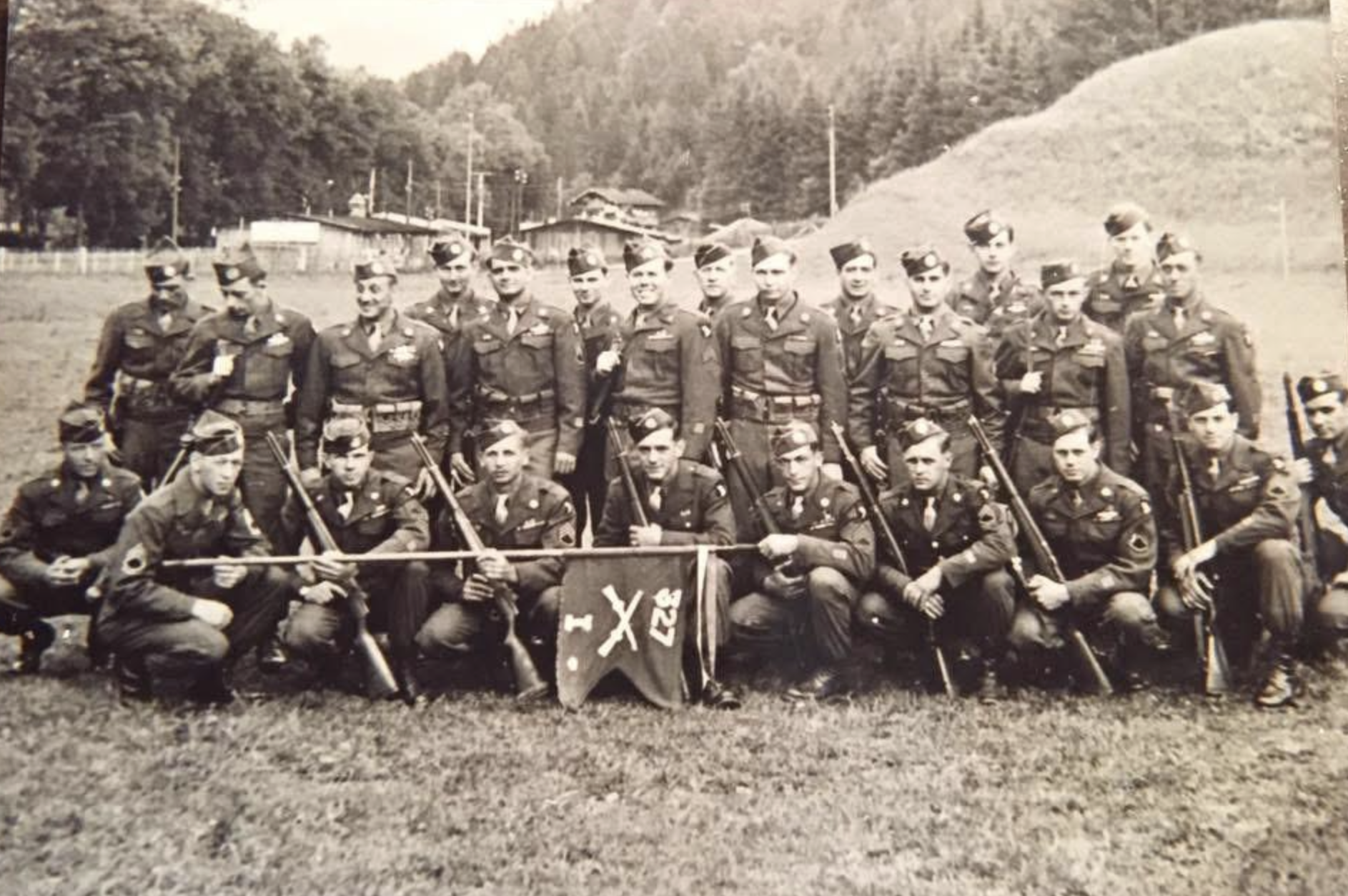  Identical guidon, as displayed by members of I Company 327 GIR in August (or thereabouts) 1945.  