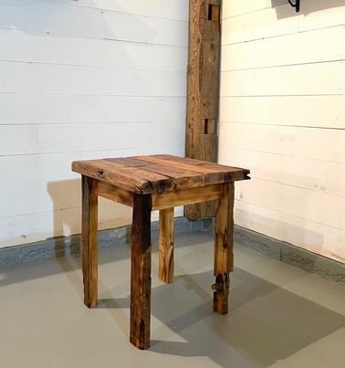 reclaimed hard pine square end table naturally oiled and sealed - $400