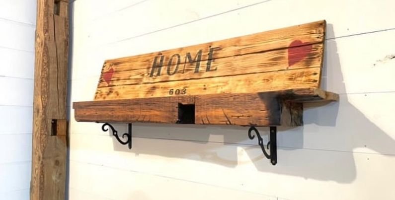 reclaimed barn beam mantel 4x4x6 with brackets- $200 