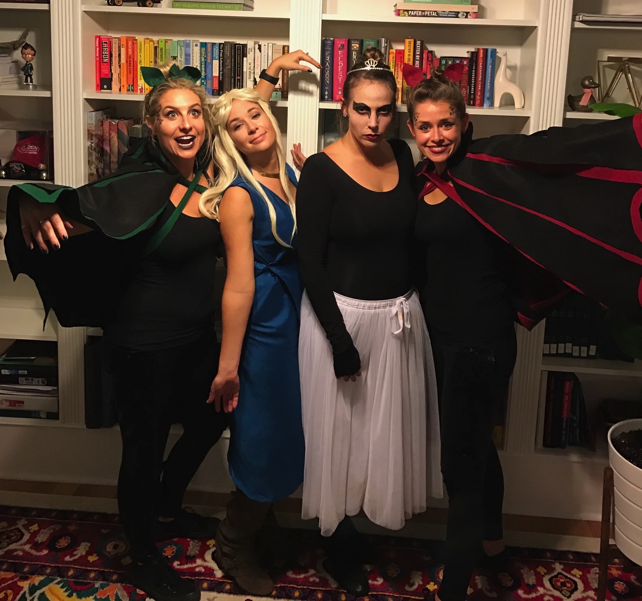 This weekend's Halloween Costumes. Daenerys and her dragons with a black swan.