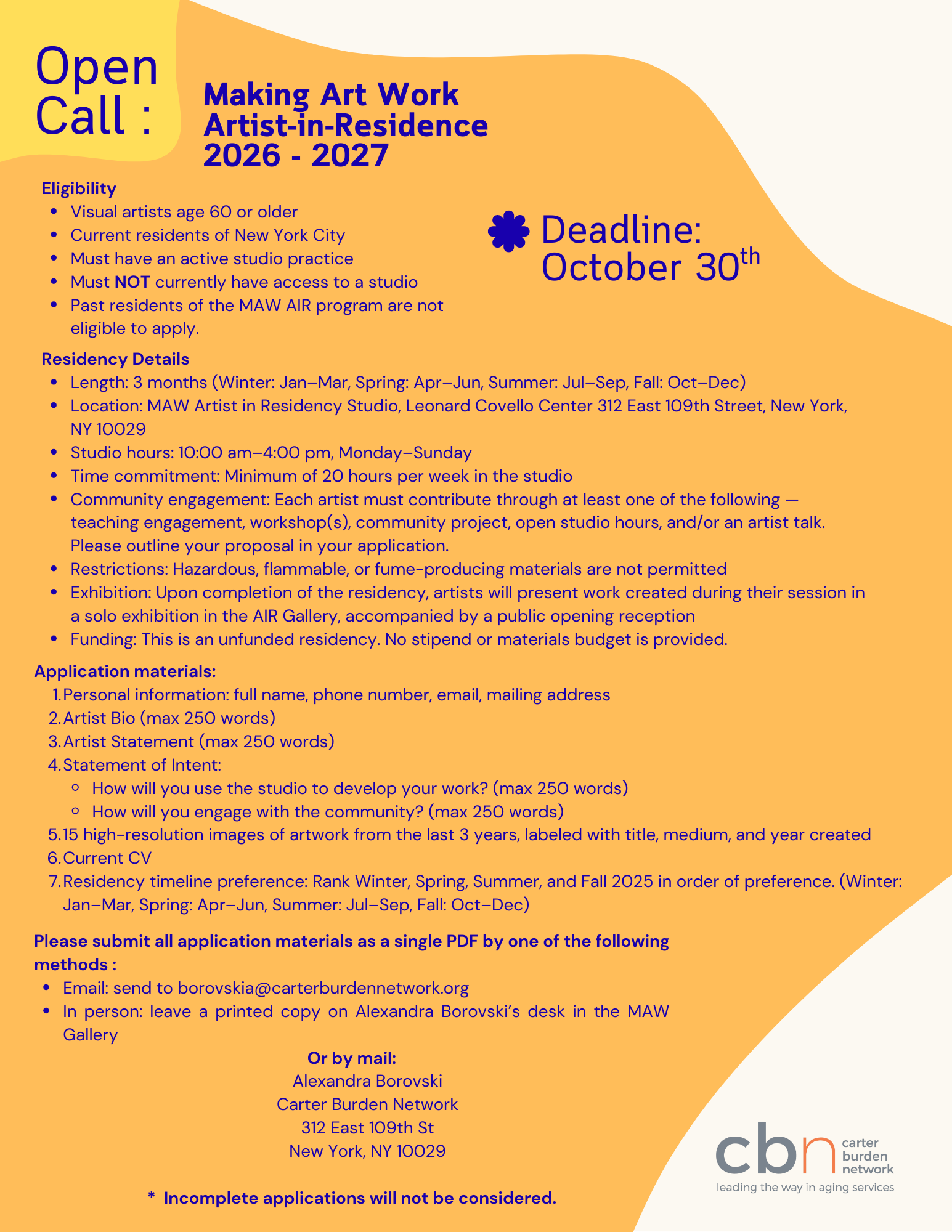Open Call: Making Art Work Artist-in-Residence 2026 - 2027