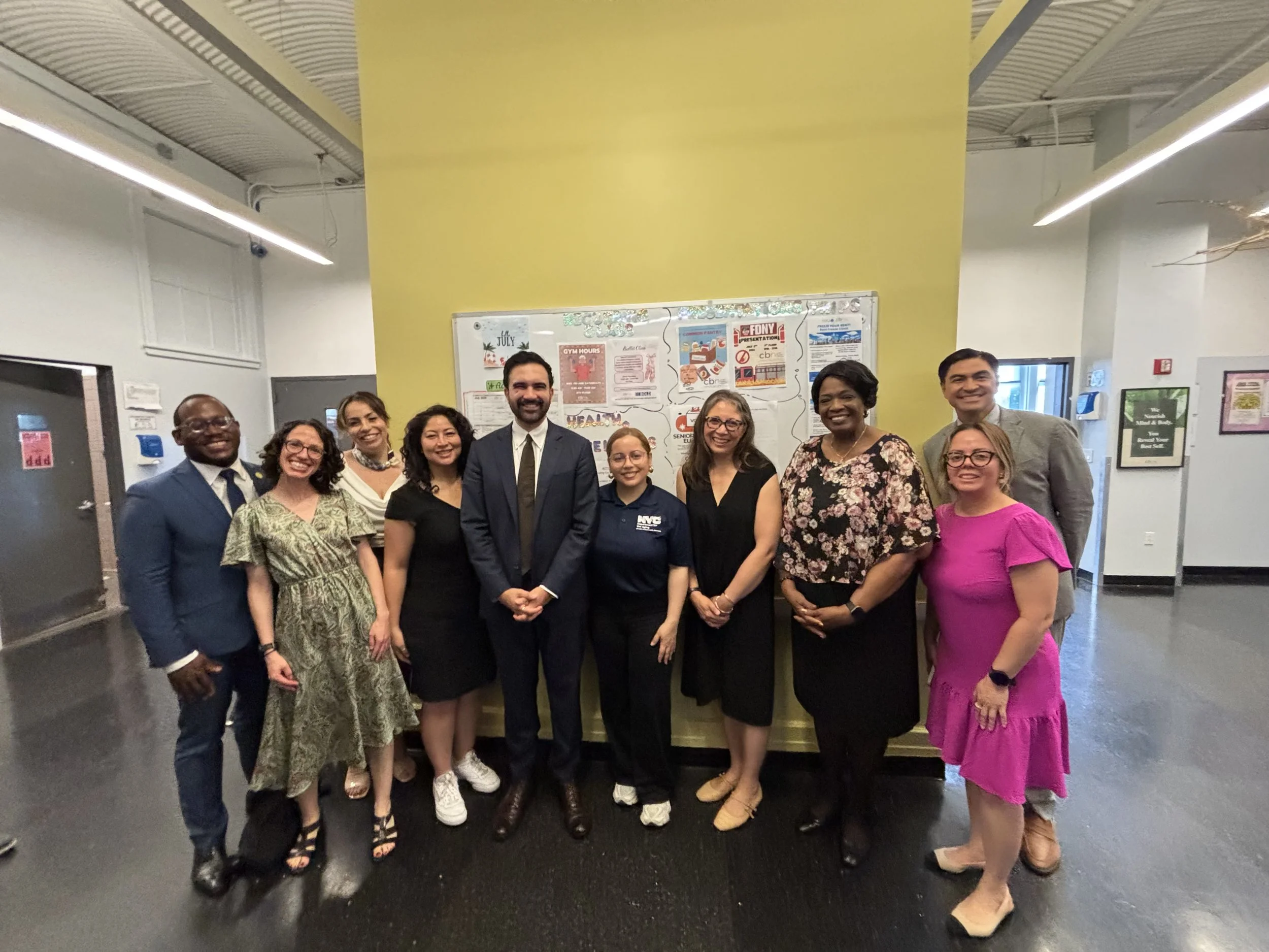 Mayor Mamdani, Commissioner Scott-McKenzie, Executive Director Joy Salvador, and Covello OAC Staff