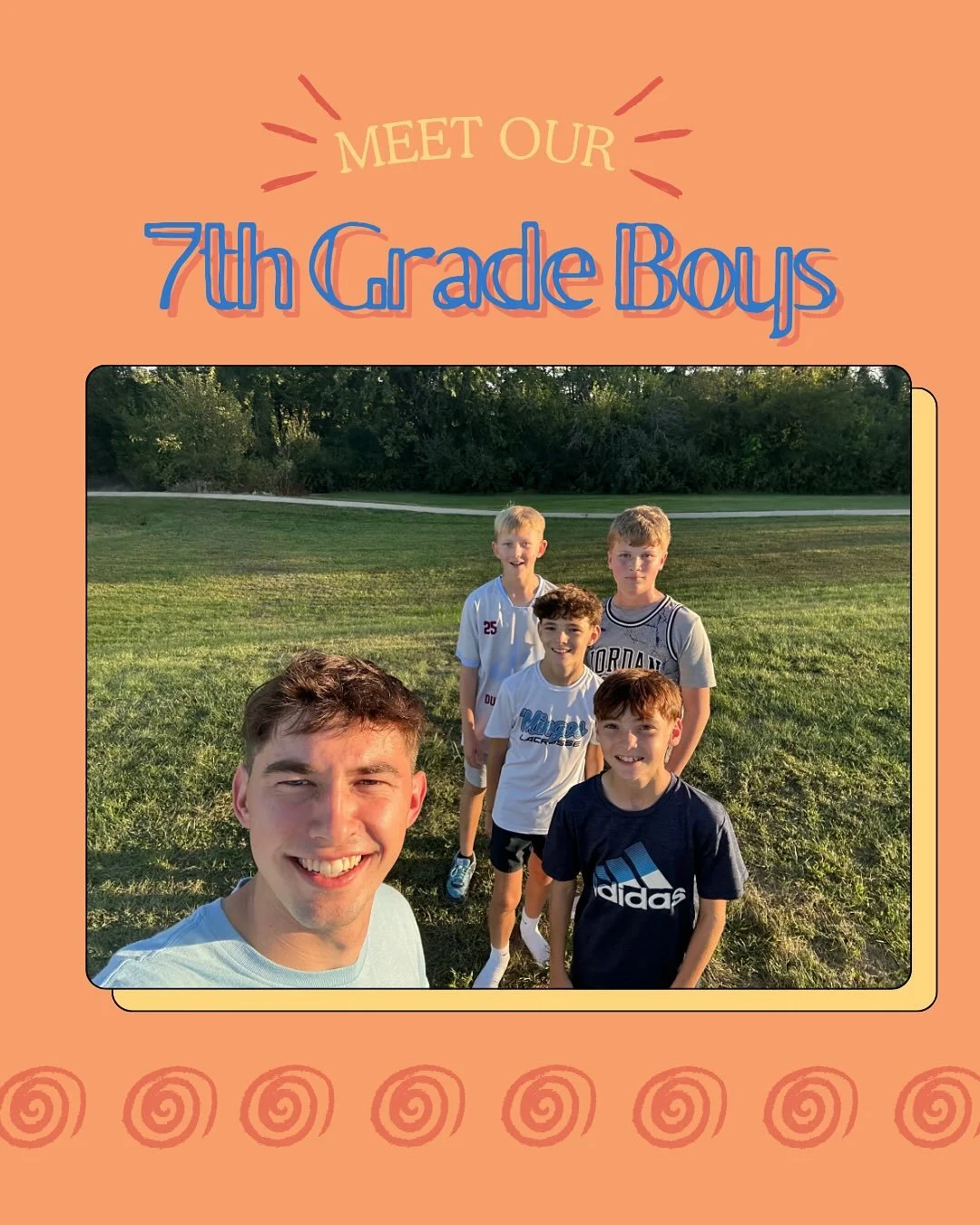 📣SMALL GROUP SHOUTOUT📣

Meet our, not 6th, but 7th grade boys, led by Jonathan Schneider and Braden Klipsch! These boys are pretty awesome, and their leaders think so too!!!

&ldquo;Braden and I have had such a blast leading the 7th grade boys smal