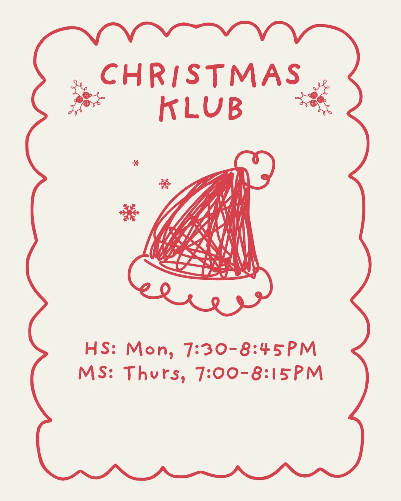 We hope you had a WONDERFUL Thanksgiving break, but we are so excited to be back!!! And what better way to kick off the Christmas season than with CHRISTMAS KLUB?🎄🎅🏼❤️

Join us for Klub this week&mdash;our theme is ALL things Christmas! Wear your 