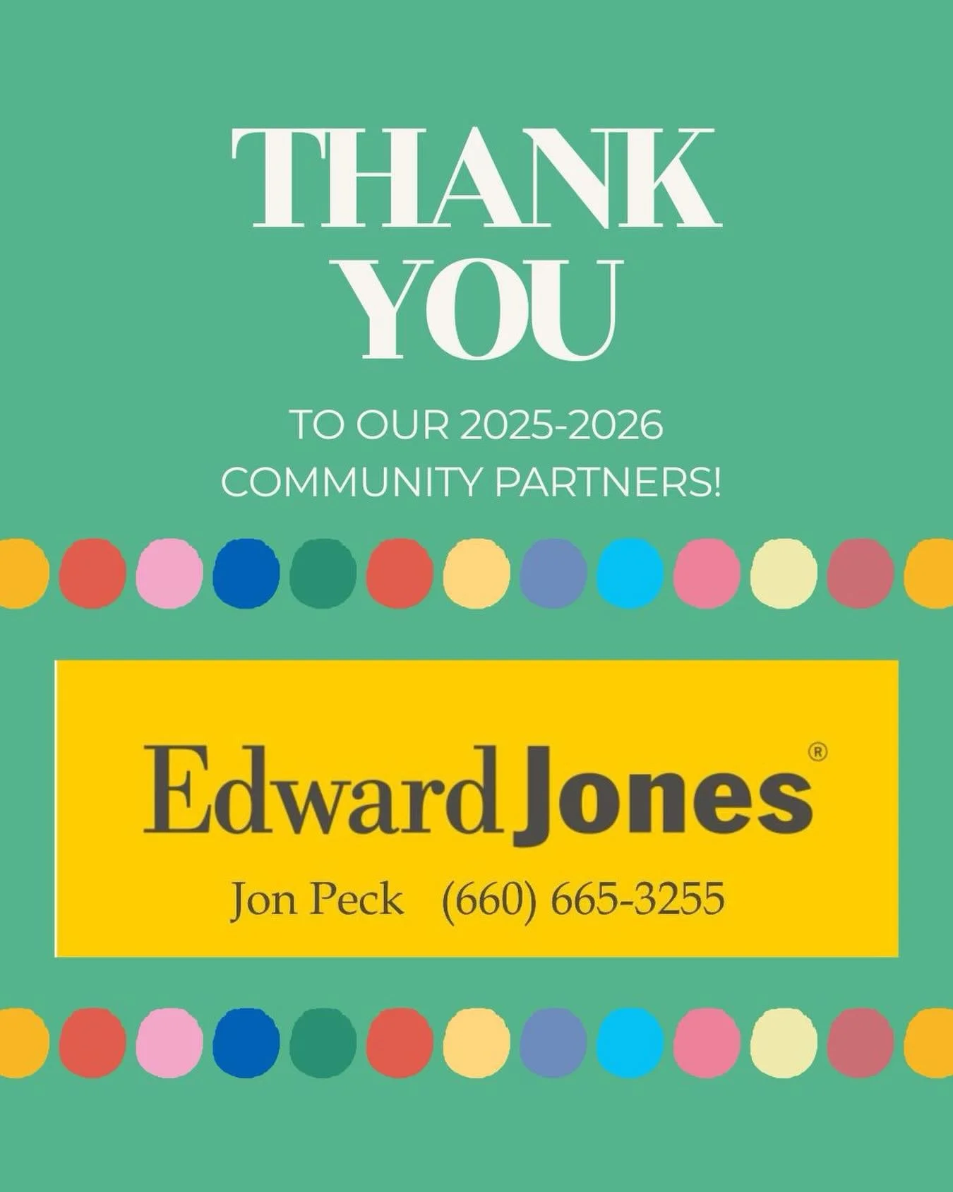 KLIFE is so grateful for our sponsors who allow us to continue the ministry of KLIFE here in Kirksville!

Thank you Edward Jones&mdash;Jon Peck, for your generosity and support!💙💙💙