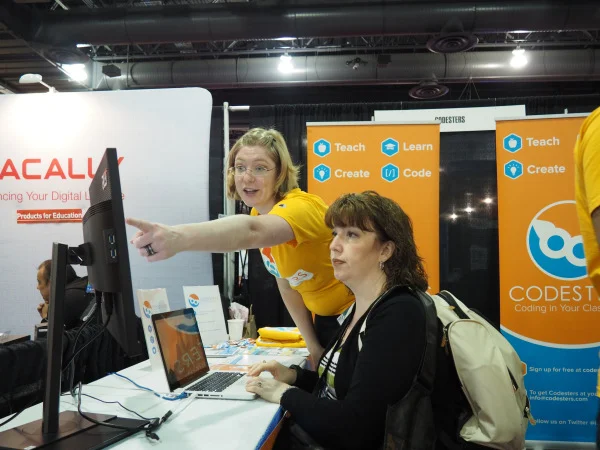 Meg Ray, of the Codesters Team, demonstrating how our platform works.