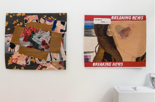 Erin M. Riley, Valentines Trash (2016) and Breaking (2017). Photo by Shaun Roberts.