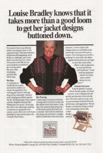 Ad campaign in the 80’s featuring weavers and Schacht's popular Baby Wolf loom.