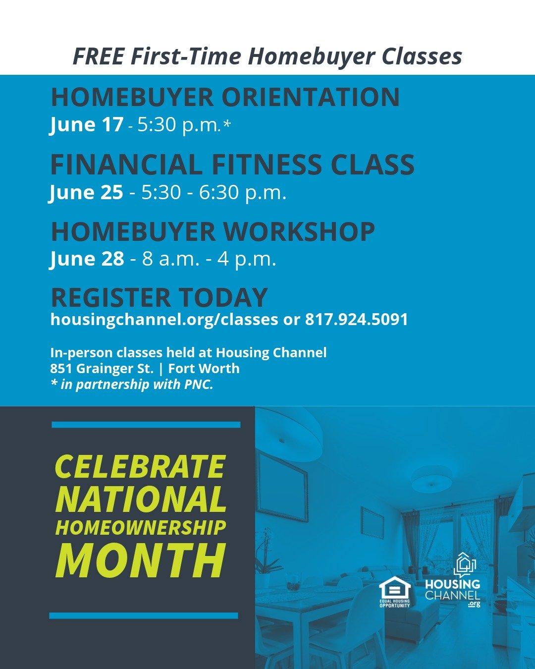 ☀️🏠 Invest in yourself this summer!

Join us for a FREE financial fitness or homeownership class&mdash;happening June-August and open to all North Texans!

Even if you&rsquo;re not sure when or if homeownership is right for you, it&rsquo;s never too