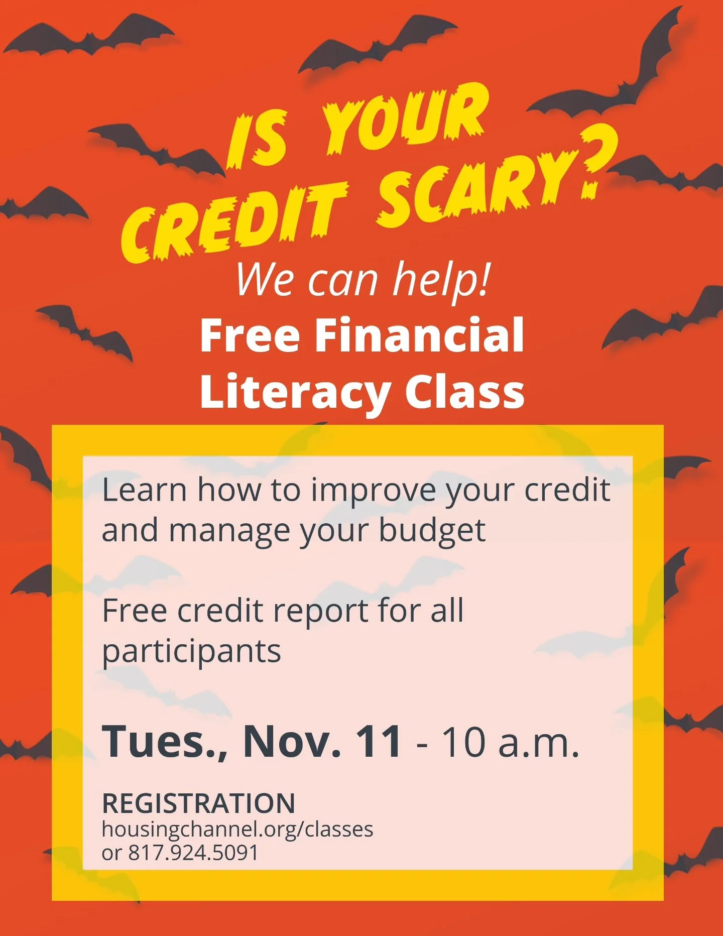 This Halloween, be spooky, be scary, be safe, and be sure to sign up for our next free Financial Fitness class. Link in our bio, ghouls...