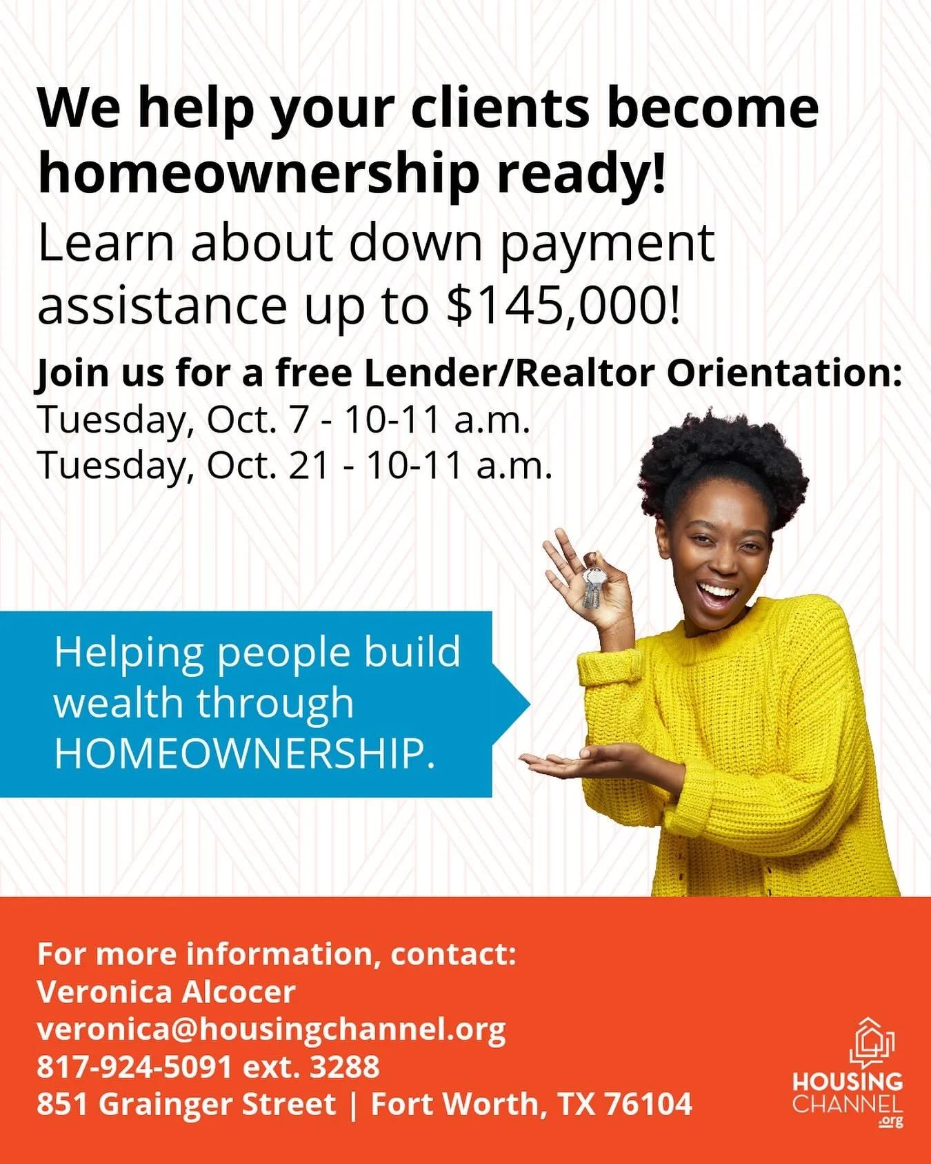 Lenders &amp; Realtors: Let&rsquo;s team up to help more families achieve the dream of homeownership.
Join Housing Channel for a free Lender/Realtor Orientation to learn how we can support your pipeline with:
&bull; New construction homes starting at