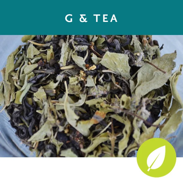 G & TEA Green tea with lime basil, rosemary, lime peel and juniper