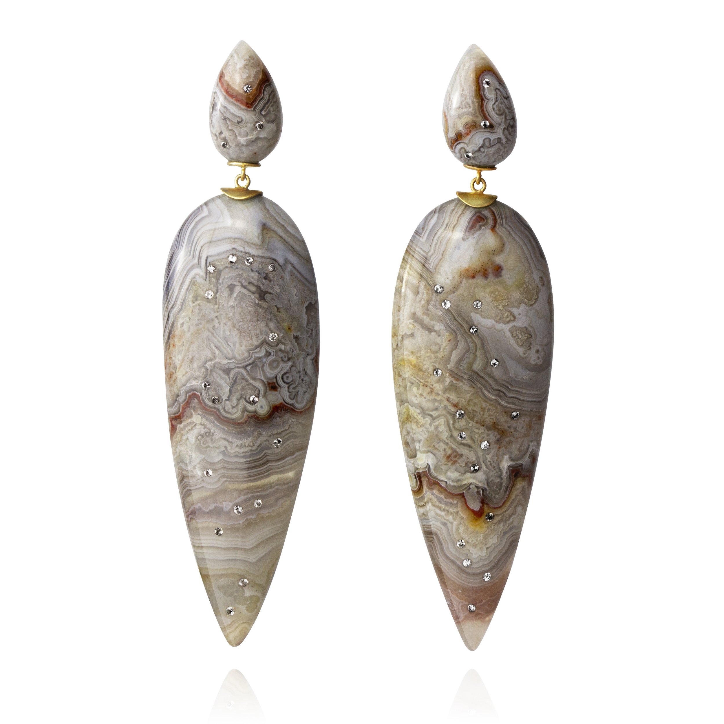 Celestial Crazy Lace Agate Double Teardrop Earrings | £1500.00