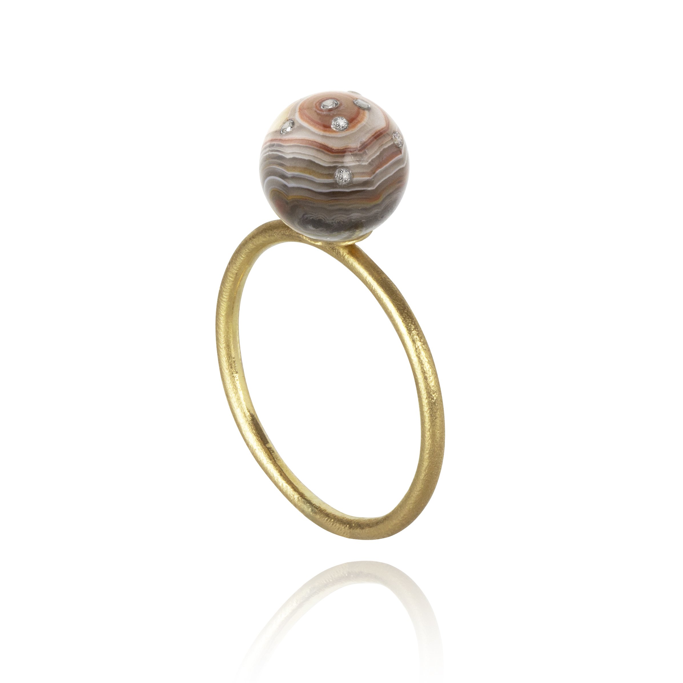 Crazy Lace Agate Sphere Ring | £825.00