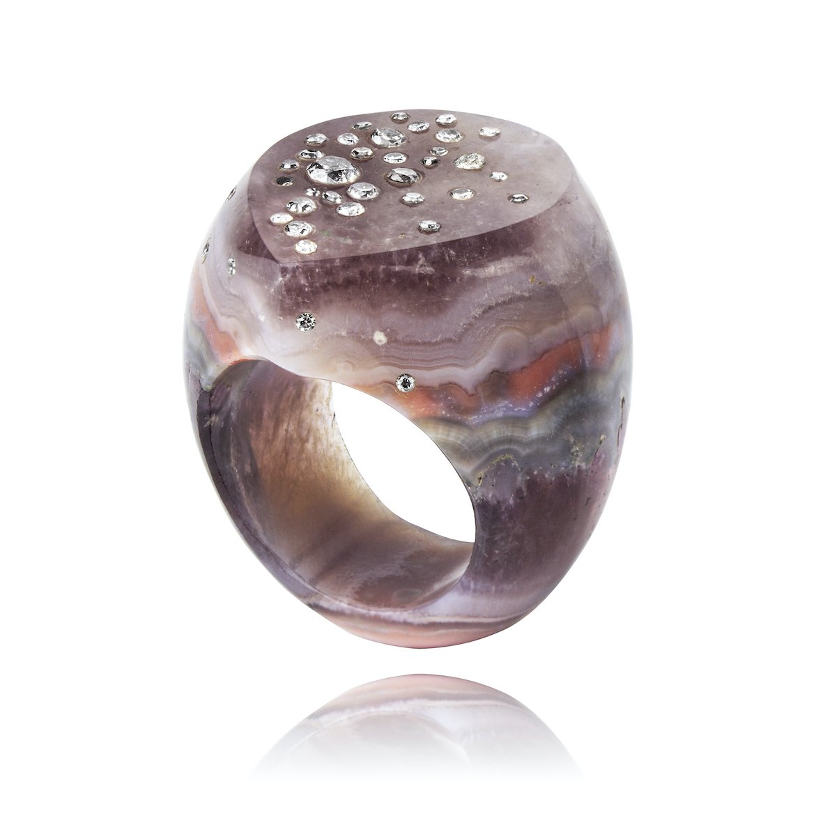 Celestial Amethyst Lace Agate Signet Ring (Wide) | £995.00 