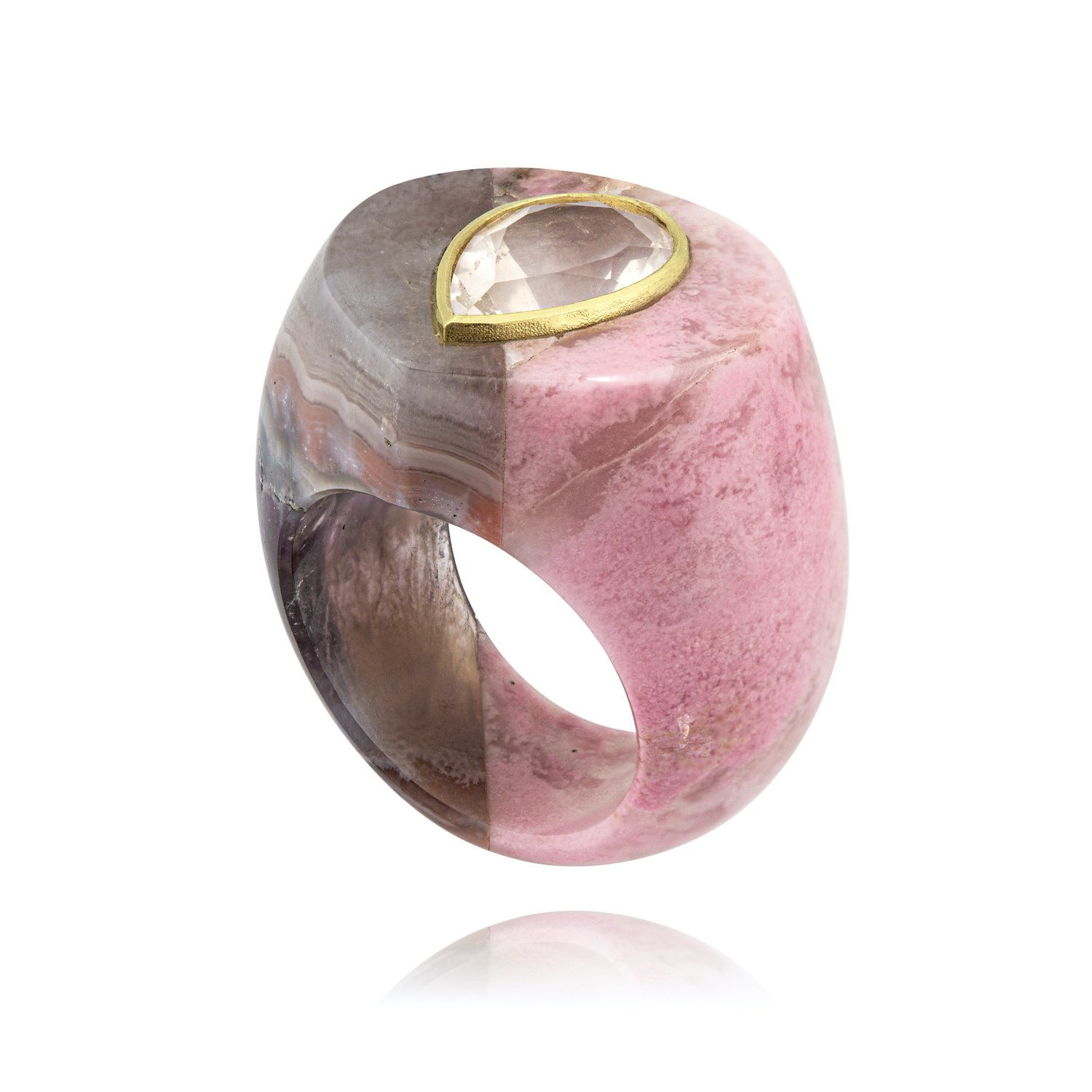 Astra-Nova Amethyst Lace Agate Signet Ring (Wide) | £825.00