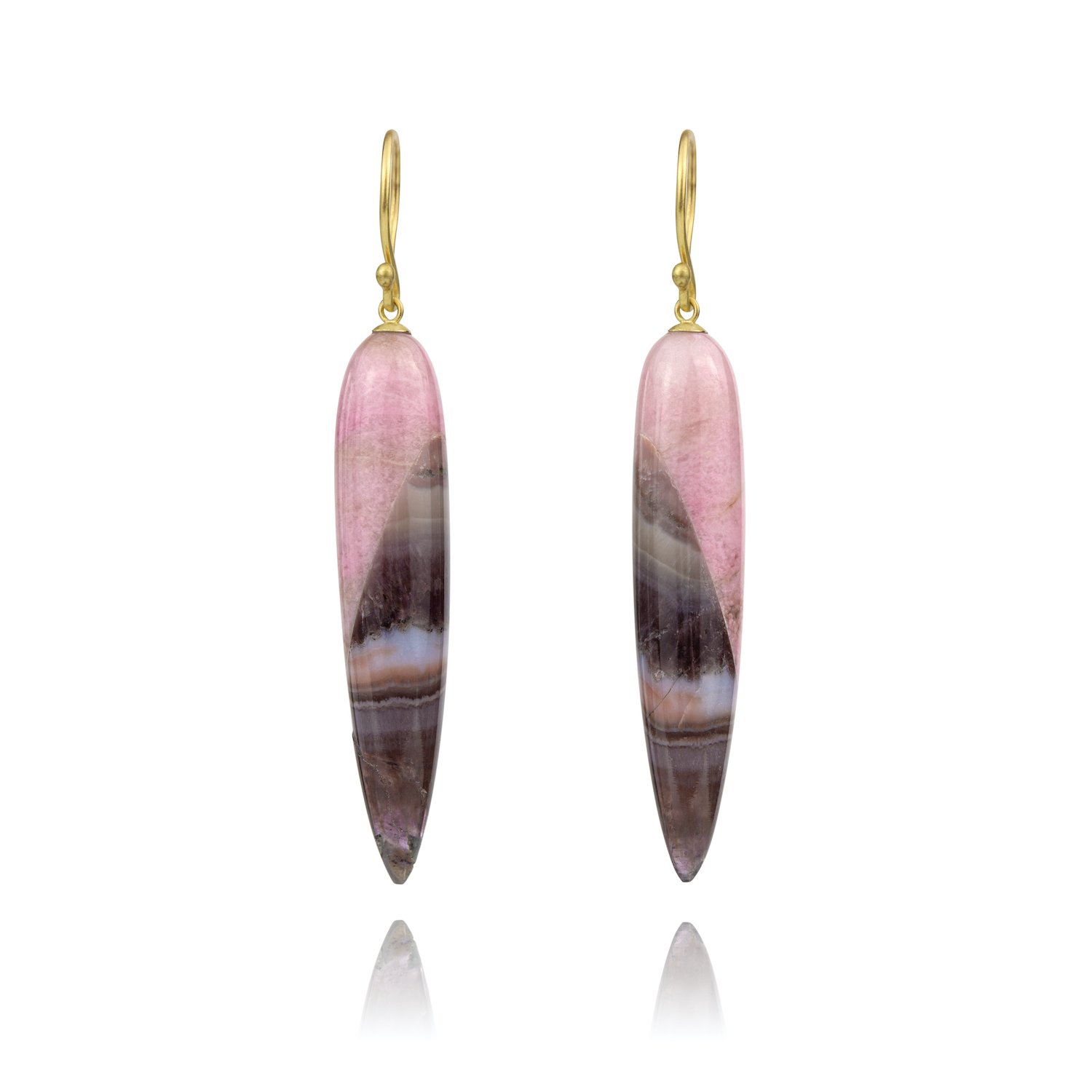 Astra-Nova Amethyst Lace Agate Tapered Drop Earrings | £775.00