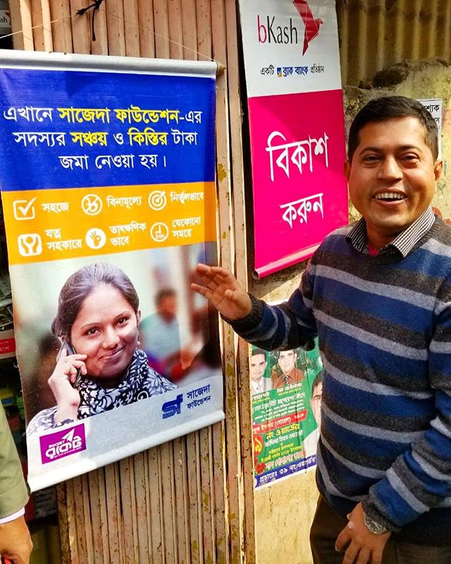 Intrepid counterpart at SAJIDA proudly showing off his eye catching contribution to the colorful marketing poster for mobile money loans with Rocket. #optixproject #sajidafoundation #mobilemoney #fintech #ict4dev